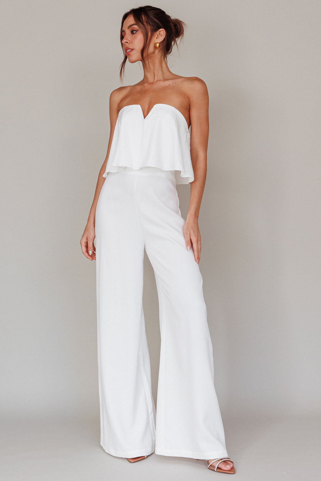 Butterfly Kiss Strapless Jumpsuit Off White by Selfie Leslie Australia