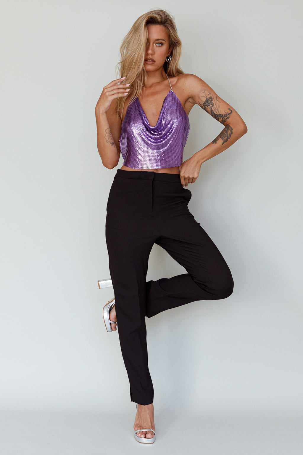 Moonshine Chain Mail Mesh Top Lavender by Selfie Leslie Australia