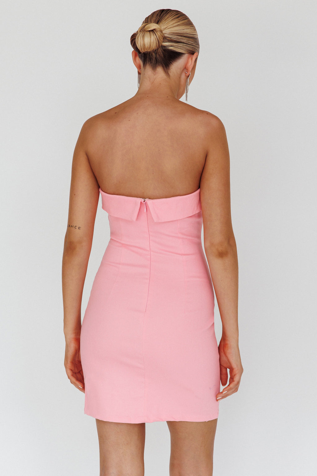 Jordi Foldover Neckline Mini Dress Baby Pink by Selfie Leslie Australia