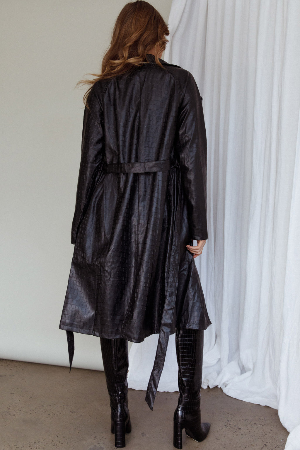 Wilhelmina Long Jacket Embossed Black by Selfie Leslie Australia