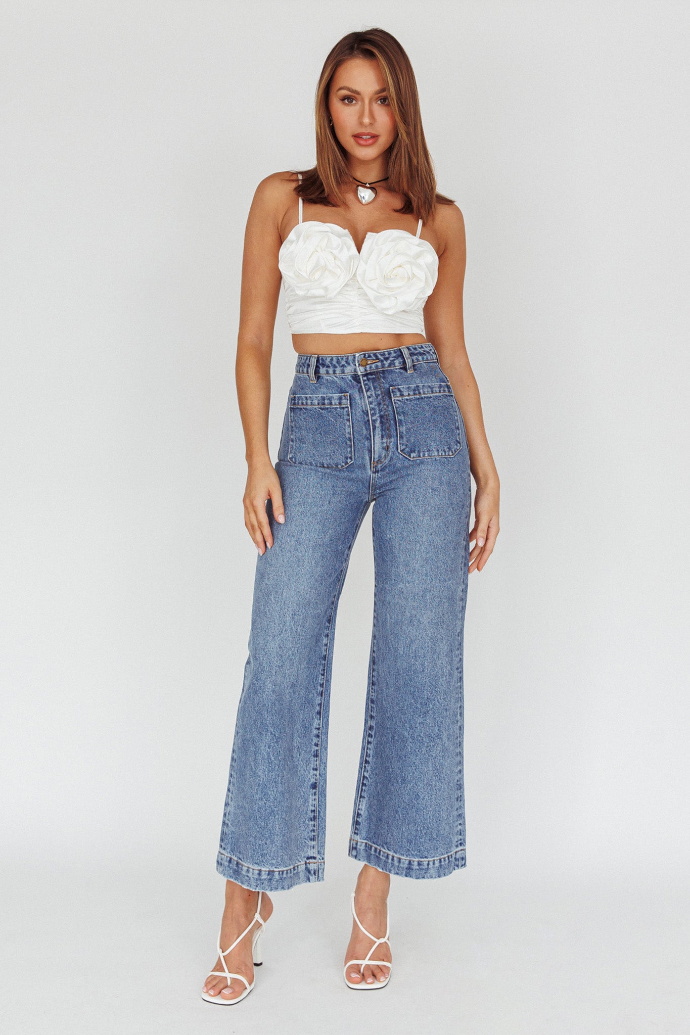 Romina Rose Bust Crop Top Ivory by Selfie Leslie Australia