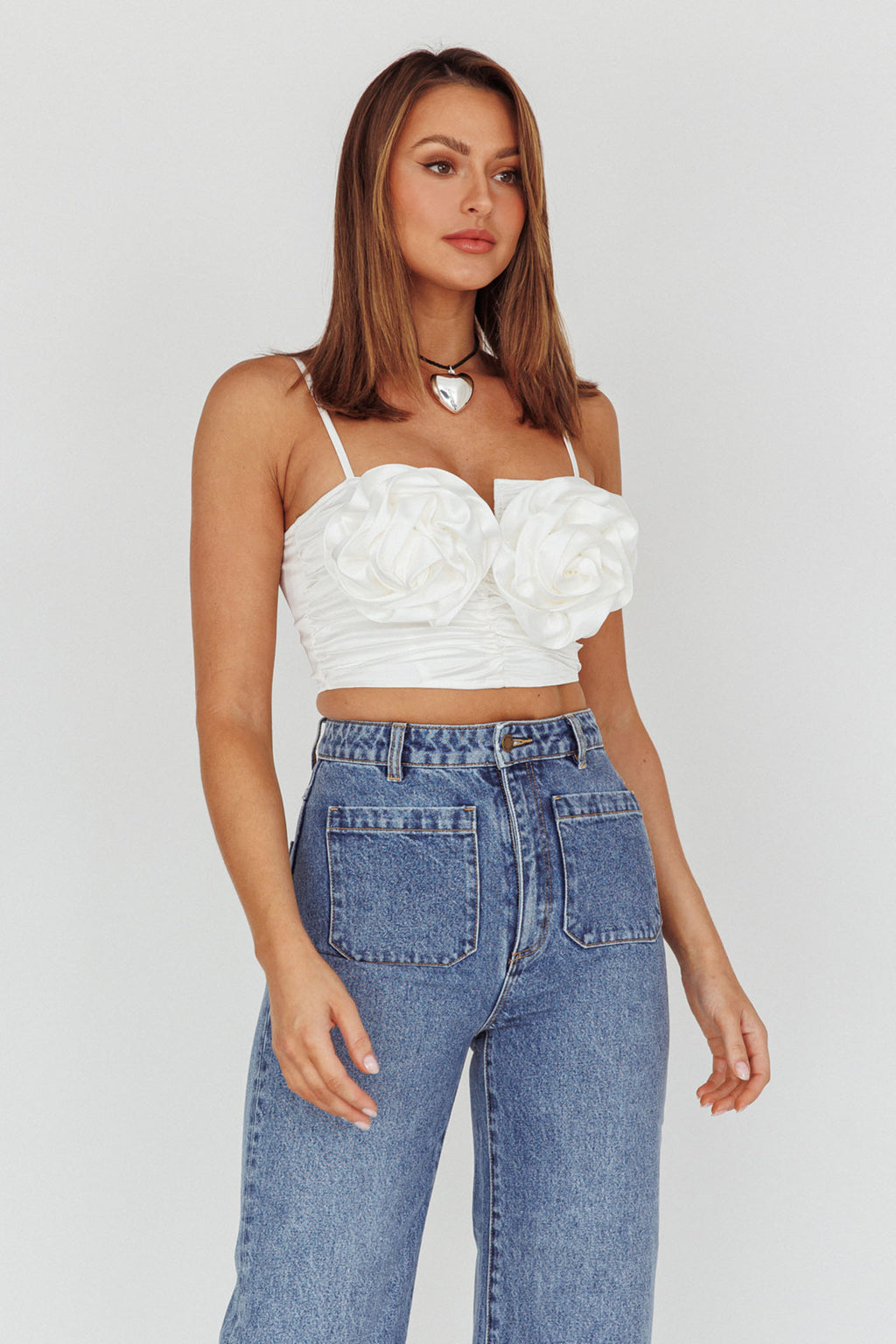 Romina Rose Bust Crop Top Ivory by Selfie Leslie Australia
