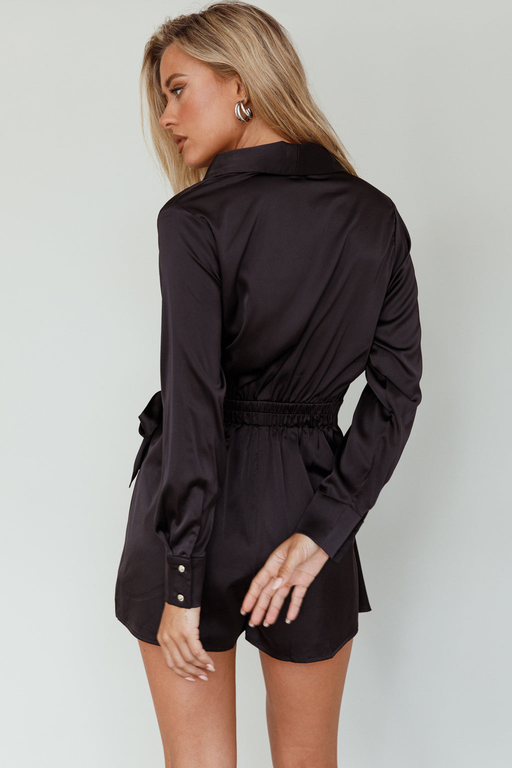 Turning Heads Side Tie Romper Black by Selfie Leslie Australia