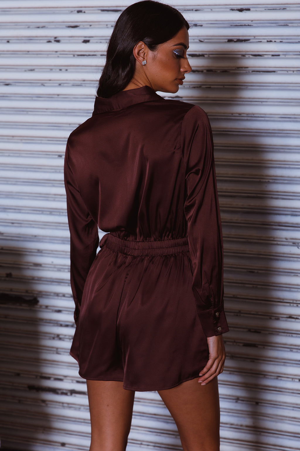Turning Heads Side Tie Romper Russet by Selfie Leslie