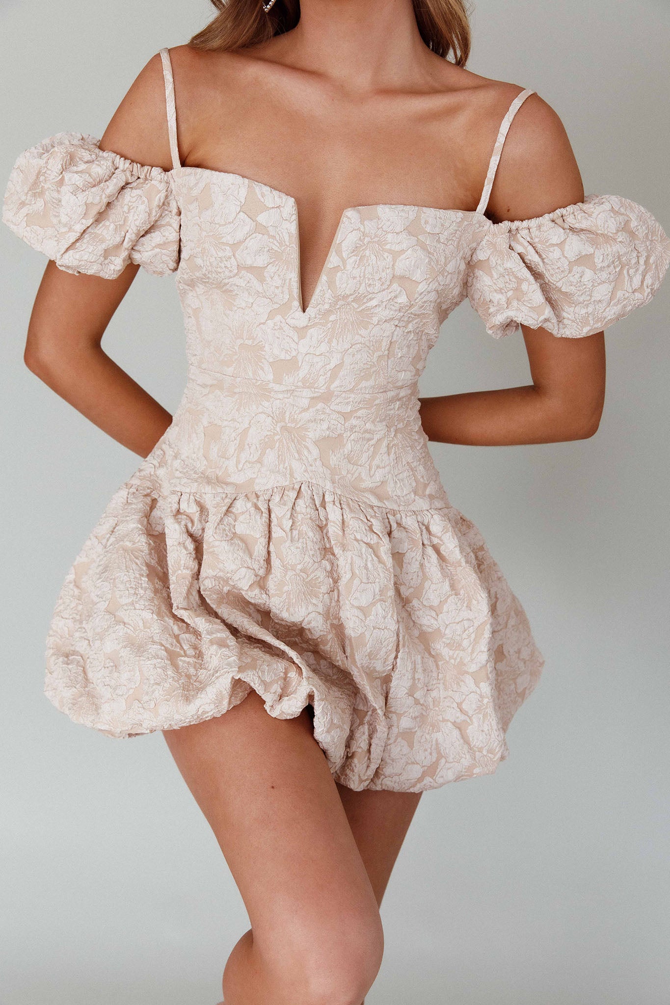 Mon Bebe Drop Waist Mini Dress Sand by Selfie Leslie Australia