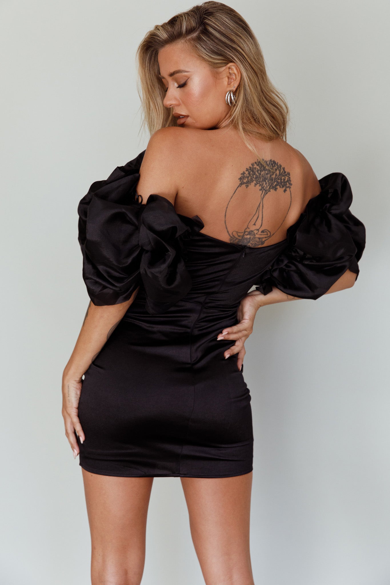 Manhattan Moment Off Shoulder Mini Dress Black by Selfie Leslie Australia