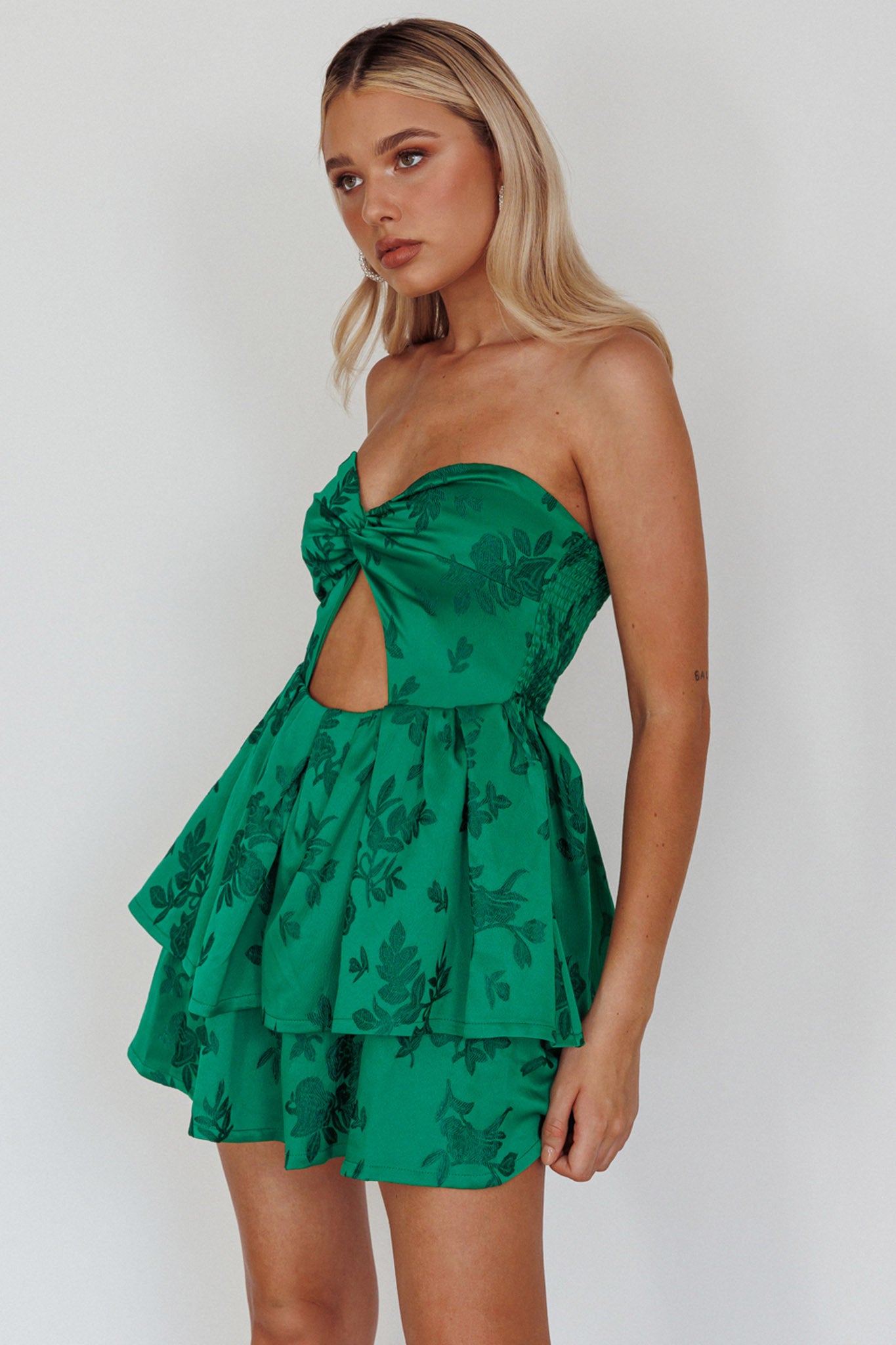Tylah Keyhole Twist Bust Mini Dress Green by Selfie Leslie Australia