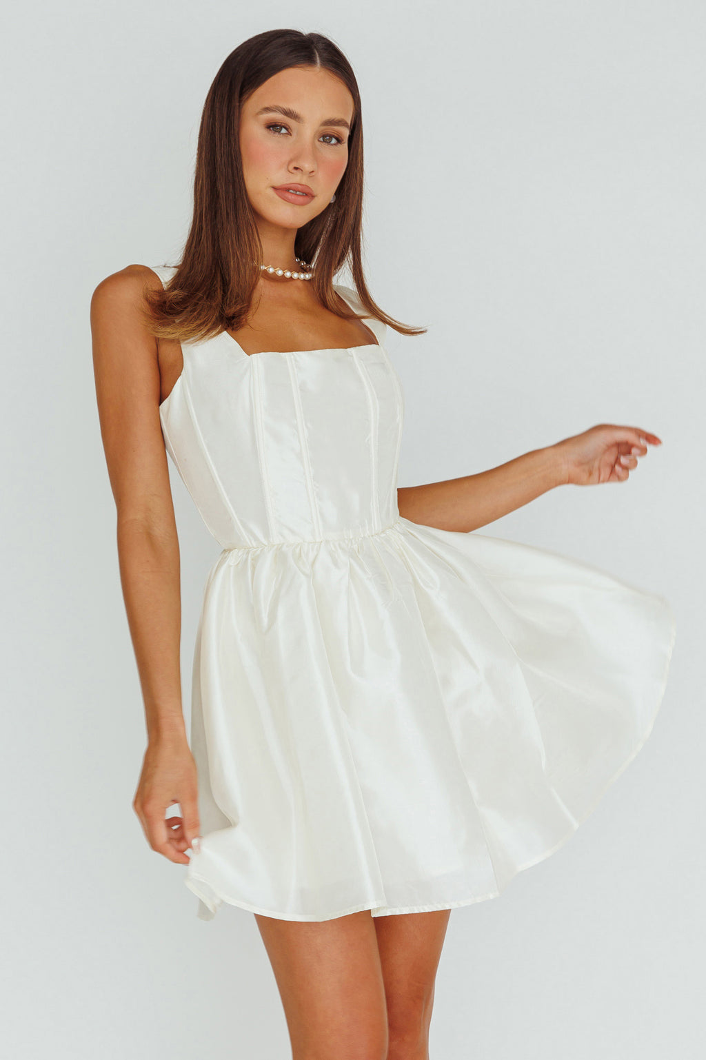 Suri Corset Bust Mini Dress Ivory by Selfie Leslie Australia