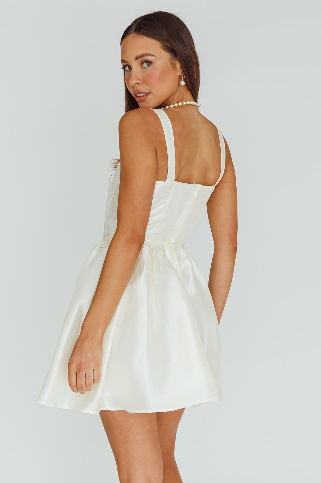 Suri Corset Bust Mini Dress Ivory by Selfie Leslie Australia