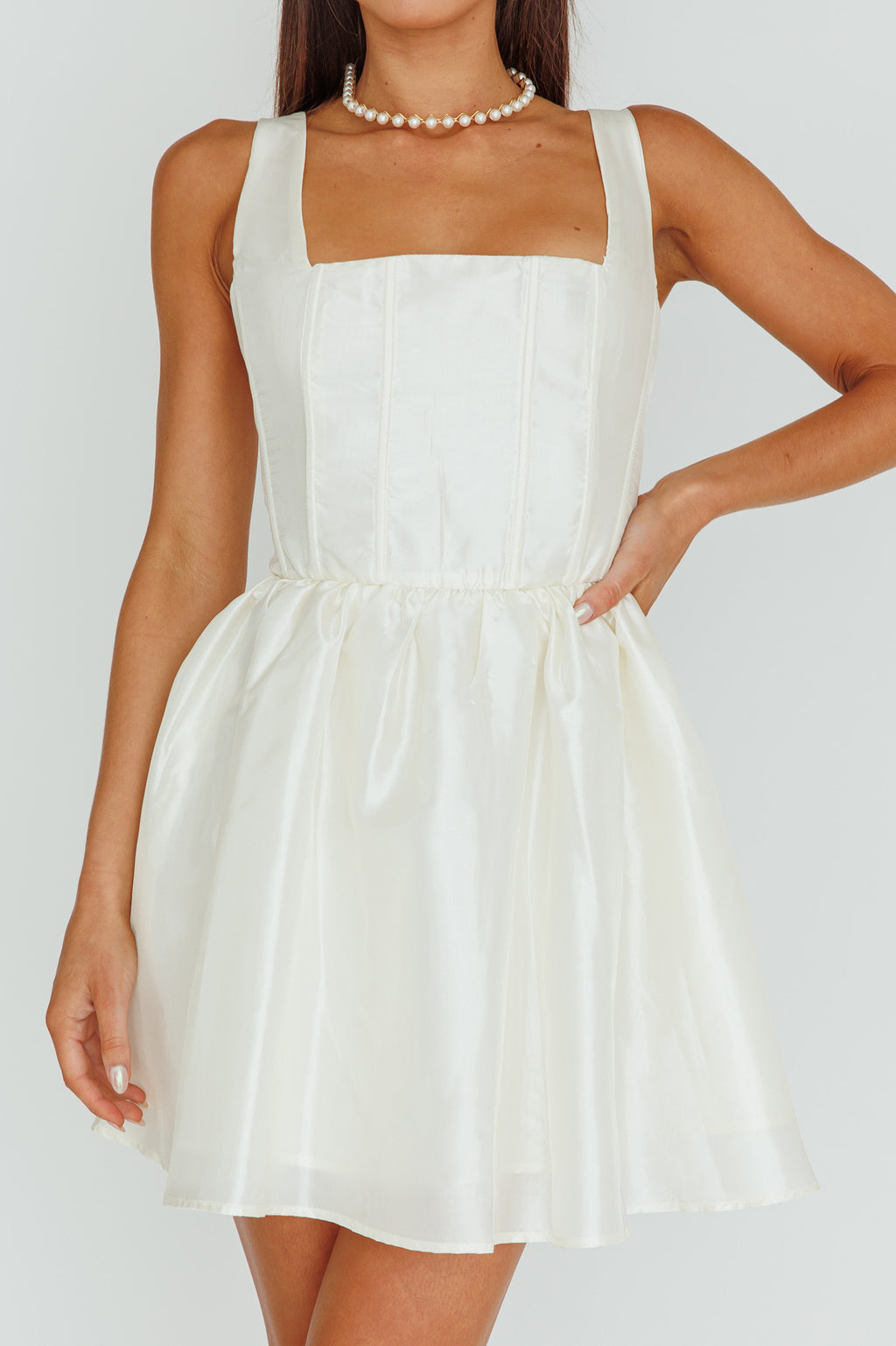 Suri Corset Bust Mini Dress Ivory by Selfie Leslie Australia