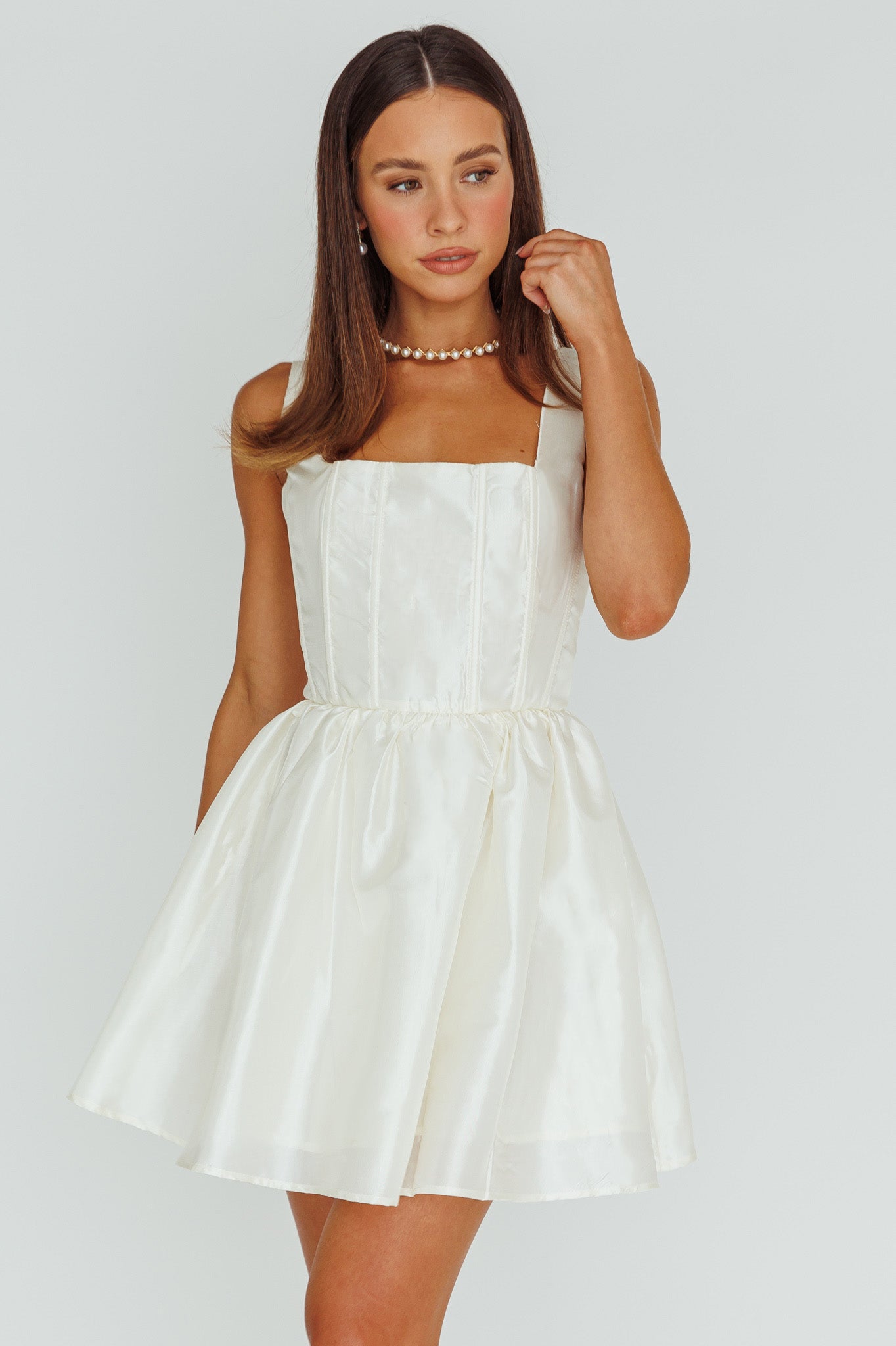 Suri Corset Bust Mini Dress Ivory by Selfie Leslie Australia