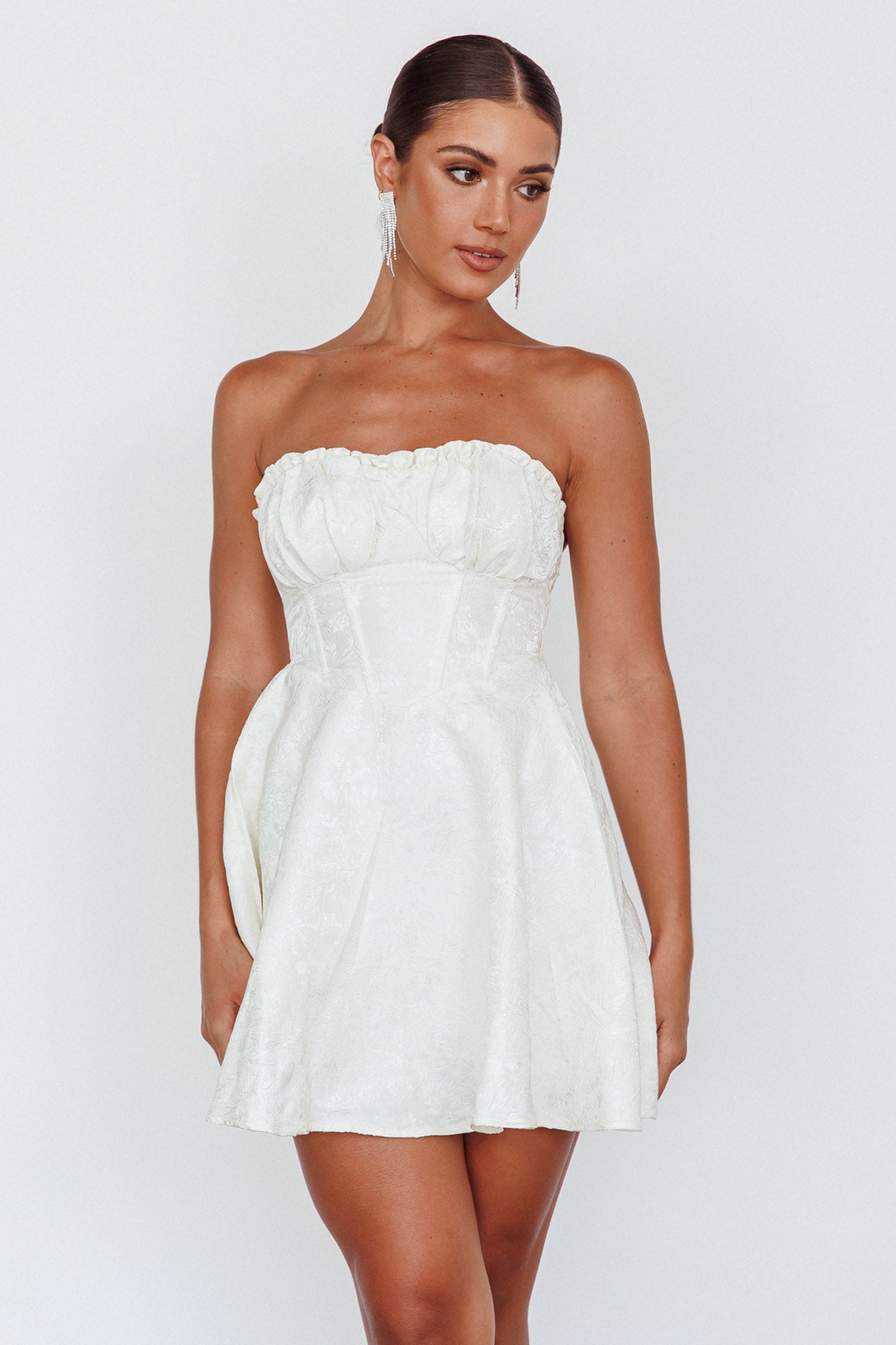 Savanna Corset Bodice Mini Dress Ivory by Selfie Leslie Australia