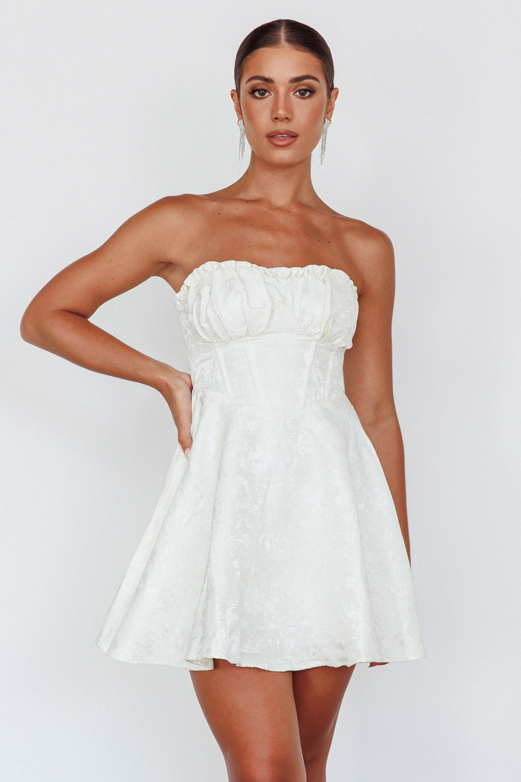 Savanna Corset Bodice Mini Dress Ivory by Selfie Leslie Australia