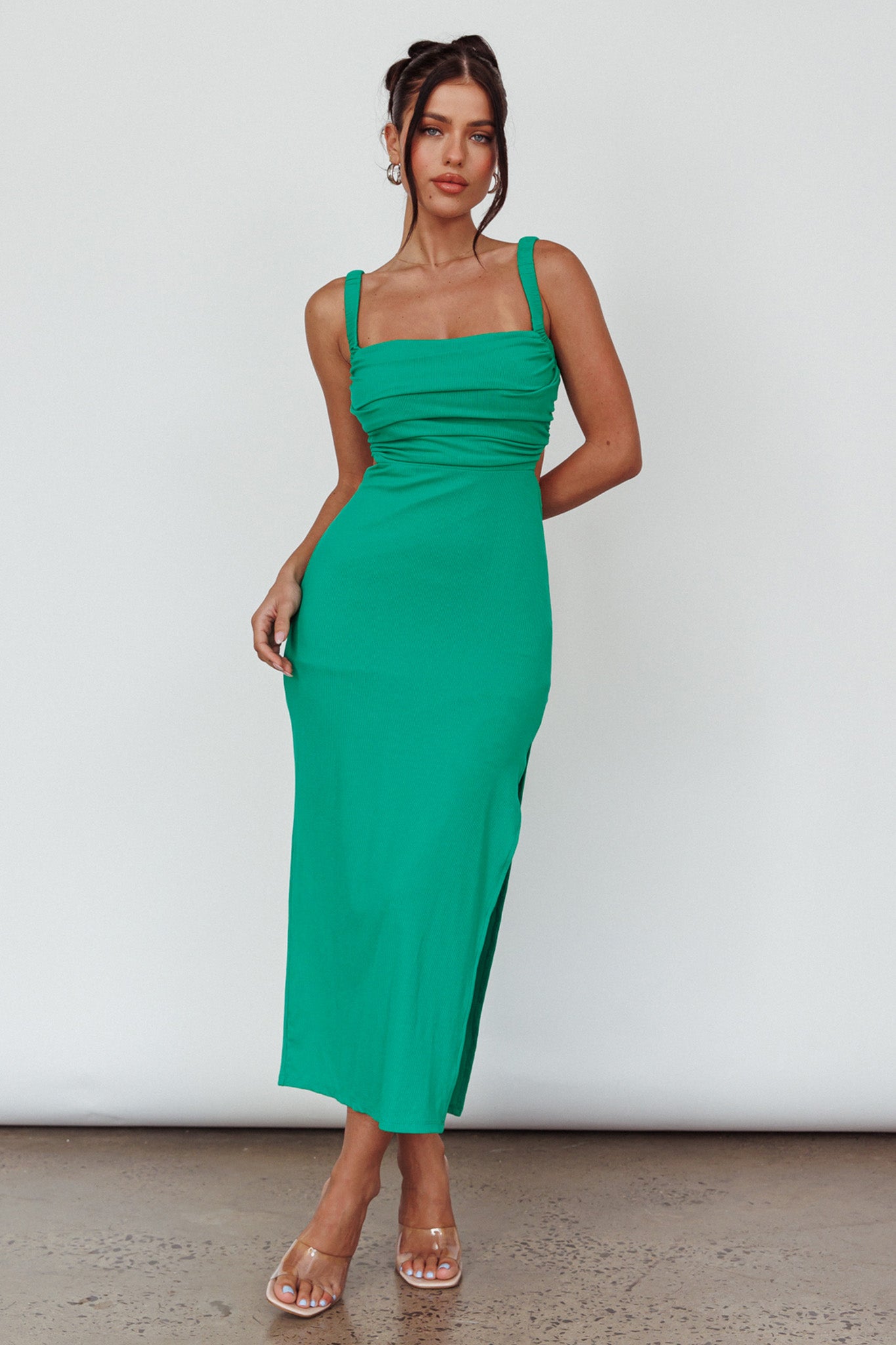 Cosmic Love Strappy Back Midi Dress Green by Selfie Leslie Australia