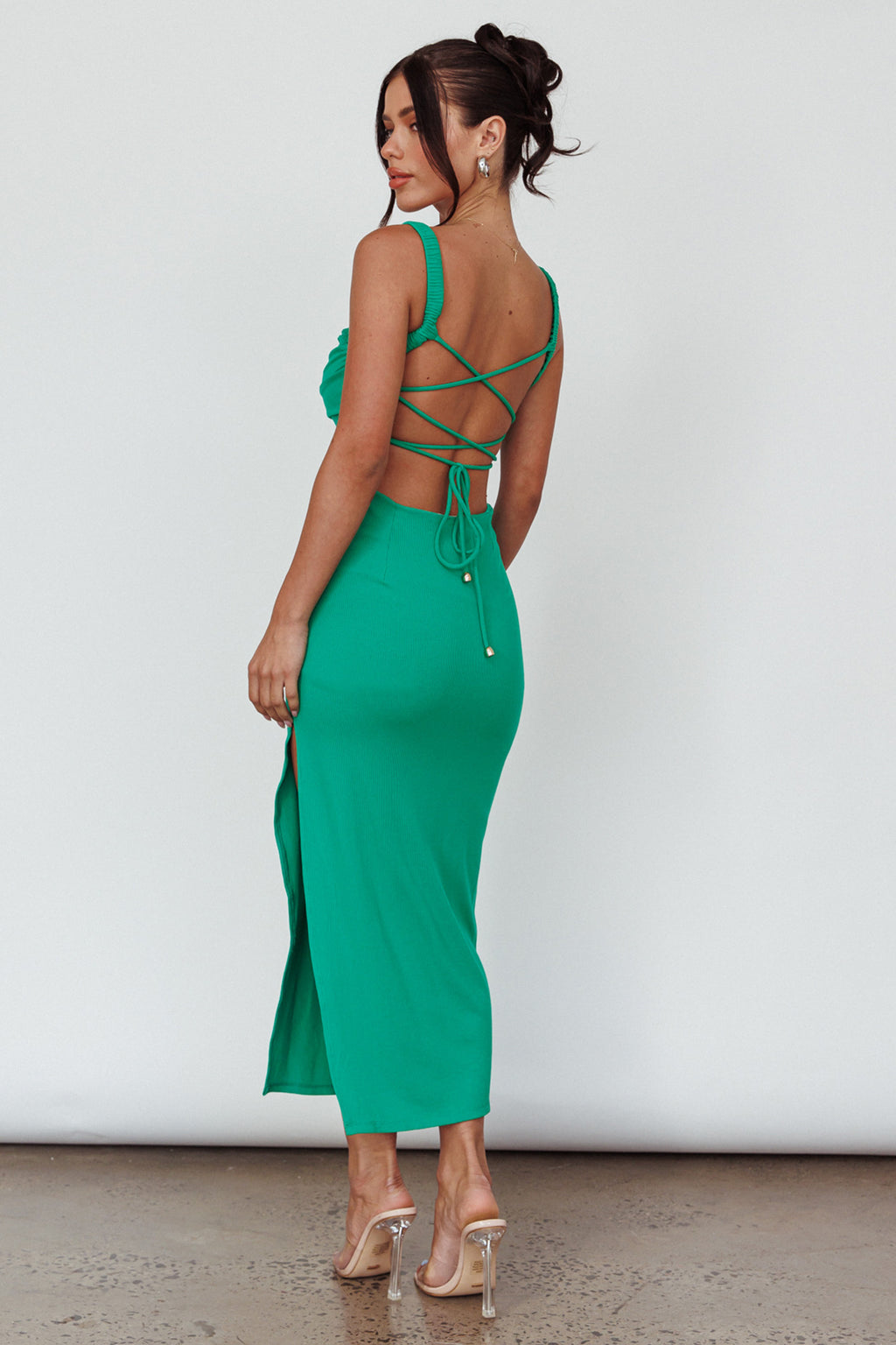 Cosmic Love Strappy Back Midi Dress Green by Selfie Leslie Australia
