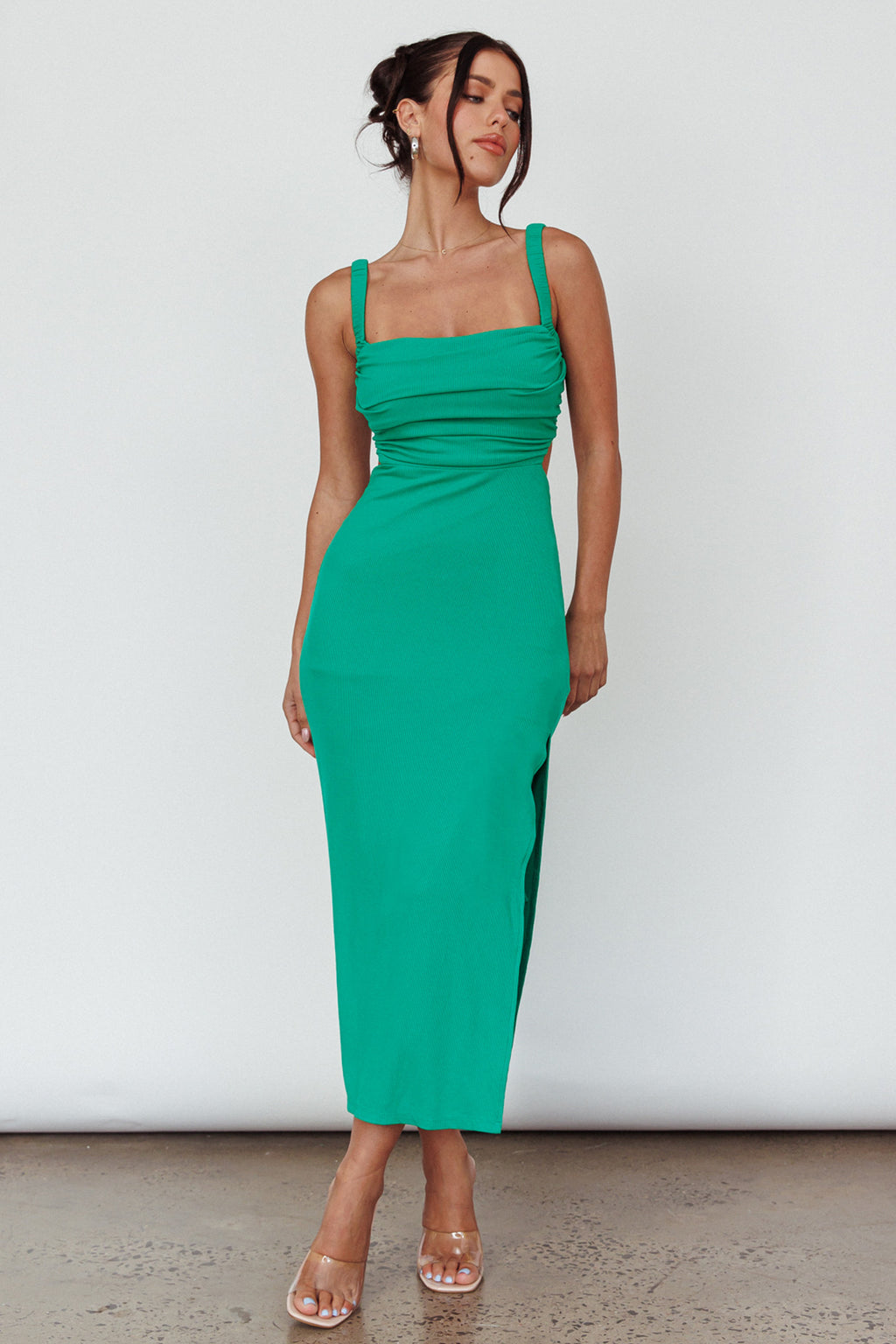 Cosmic Love Strappy Back Midi Dress Green by Selfie Leslie Australia