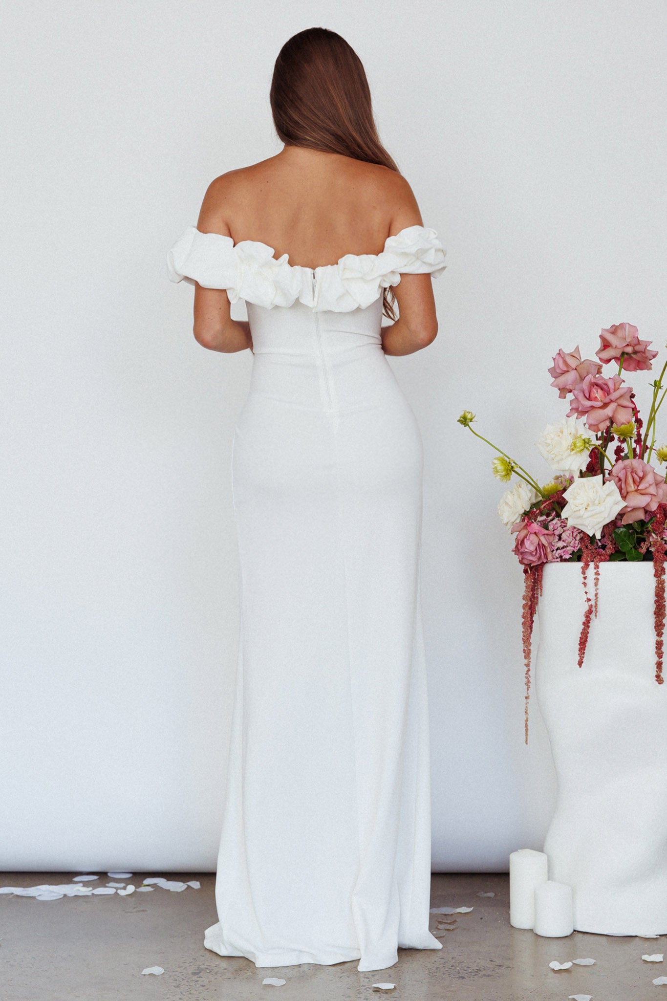 Gardena Off-Shoulder Maxi Dress Ivory by Selfie Leslie Australia