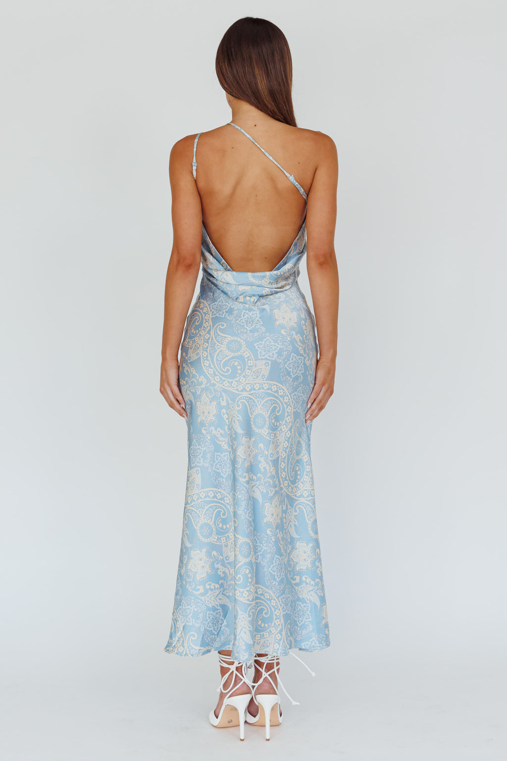 Eloah One-Shoulder Maxi Dress Blue Multi by Selfie Leslie Australia