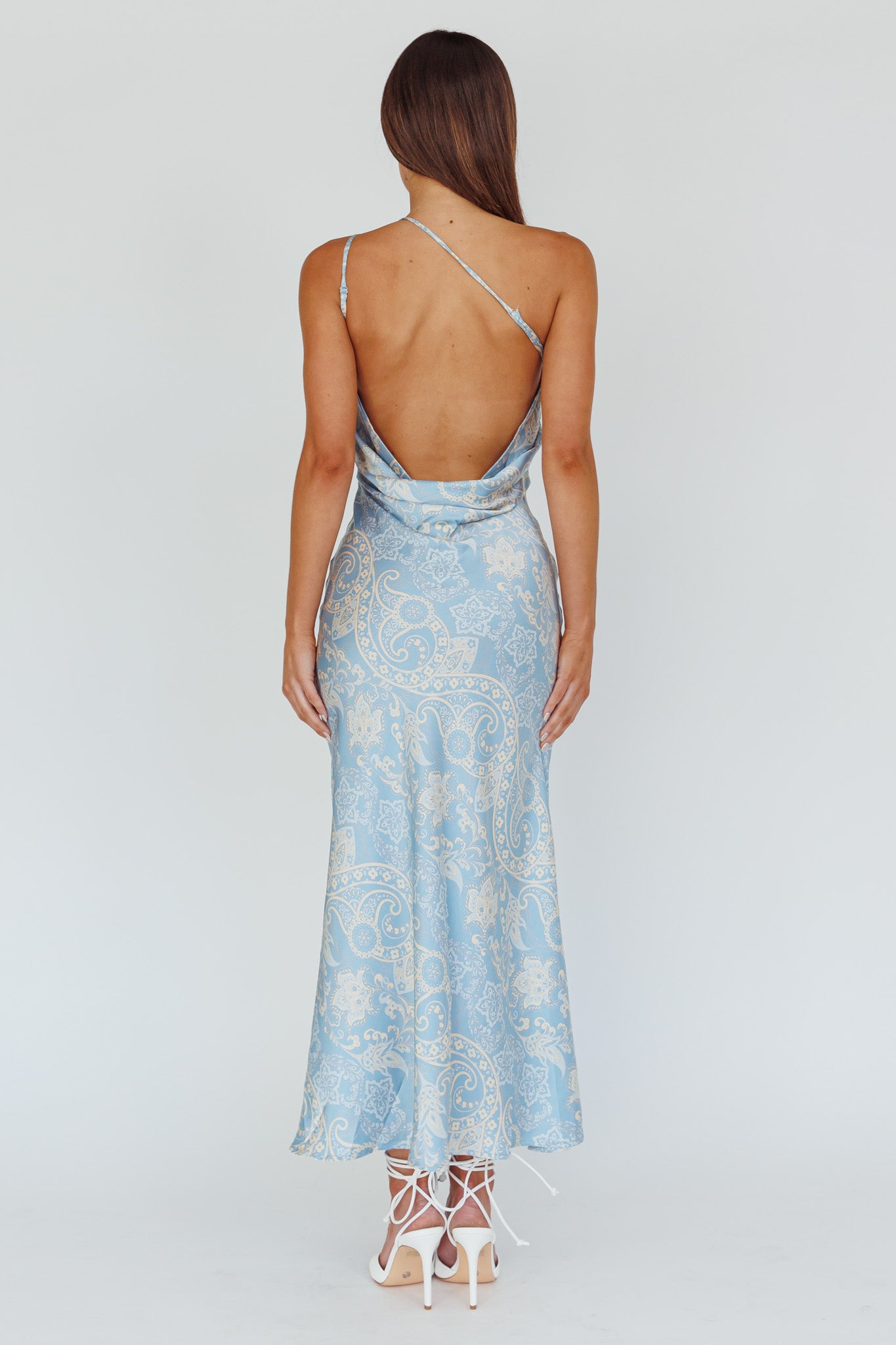 Eloah One-Shoulder Maxi Dress Blue Multi by Selfie Leslie Australia