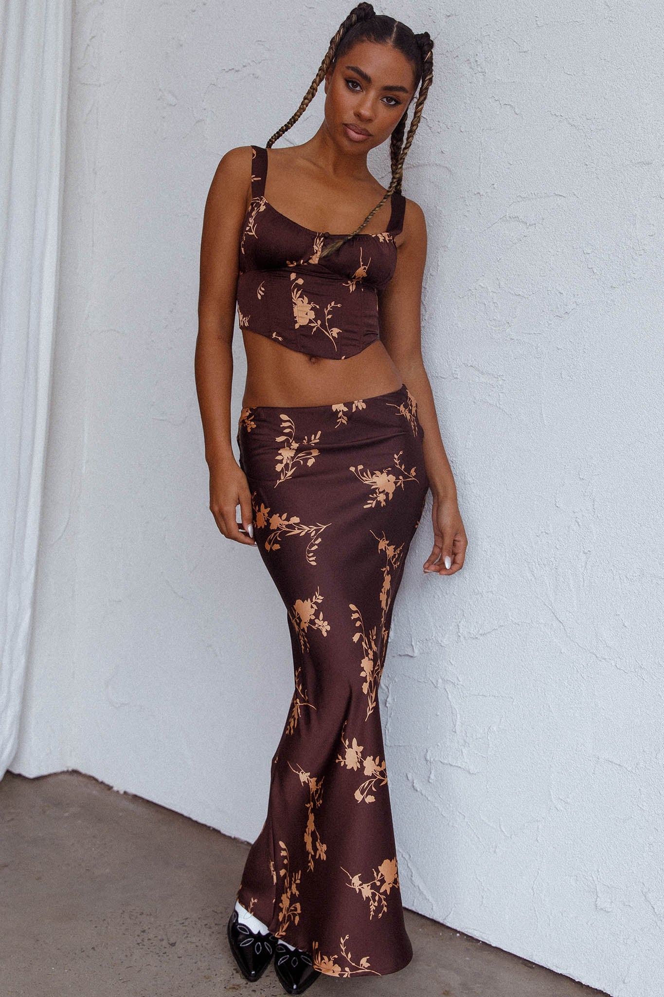 Zerah Crop Top Floral Brown by Selfie Leslie