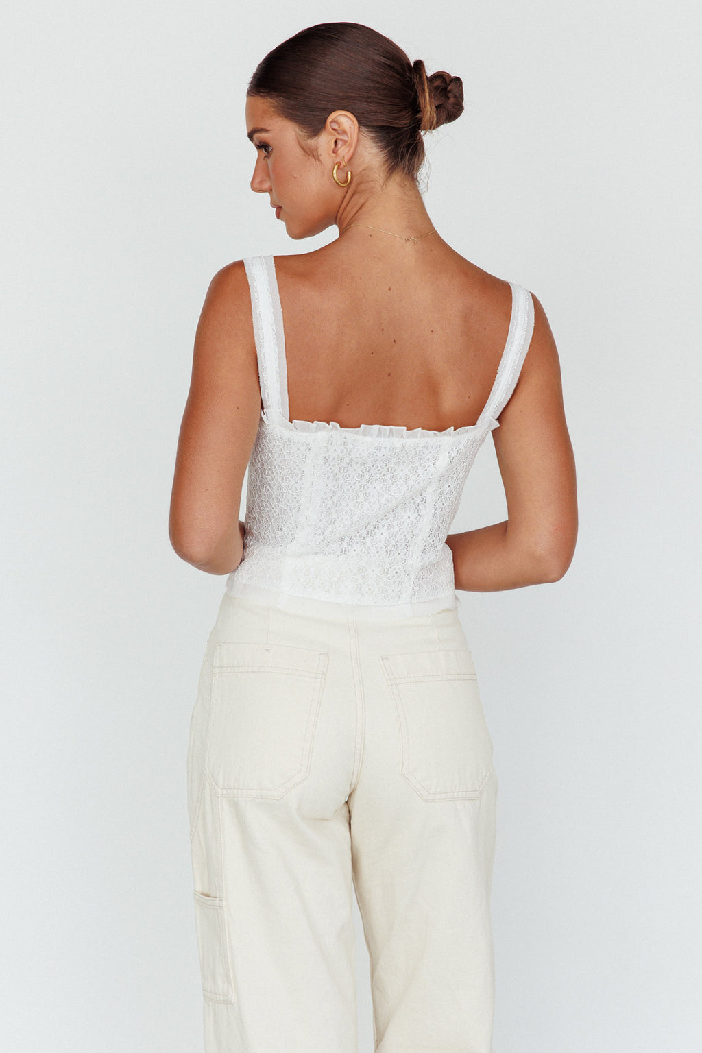 Never Miss Lace-Up Bust Top White by Selfie Leslie Australia