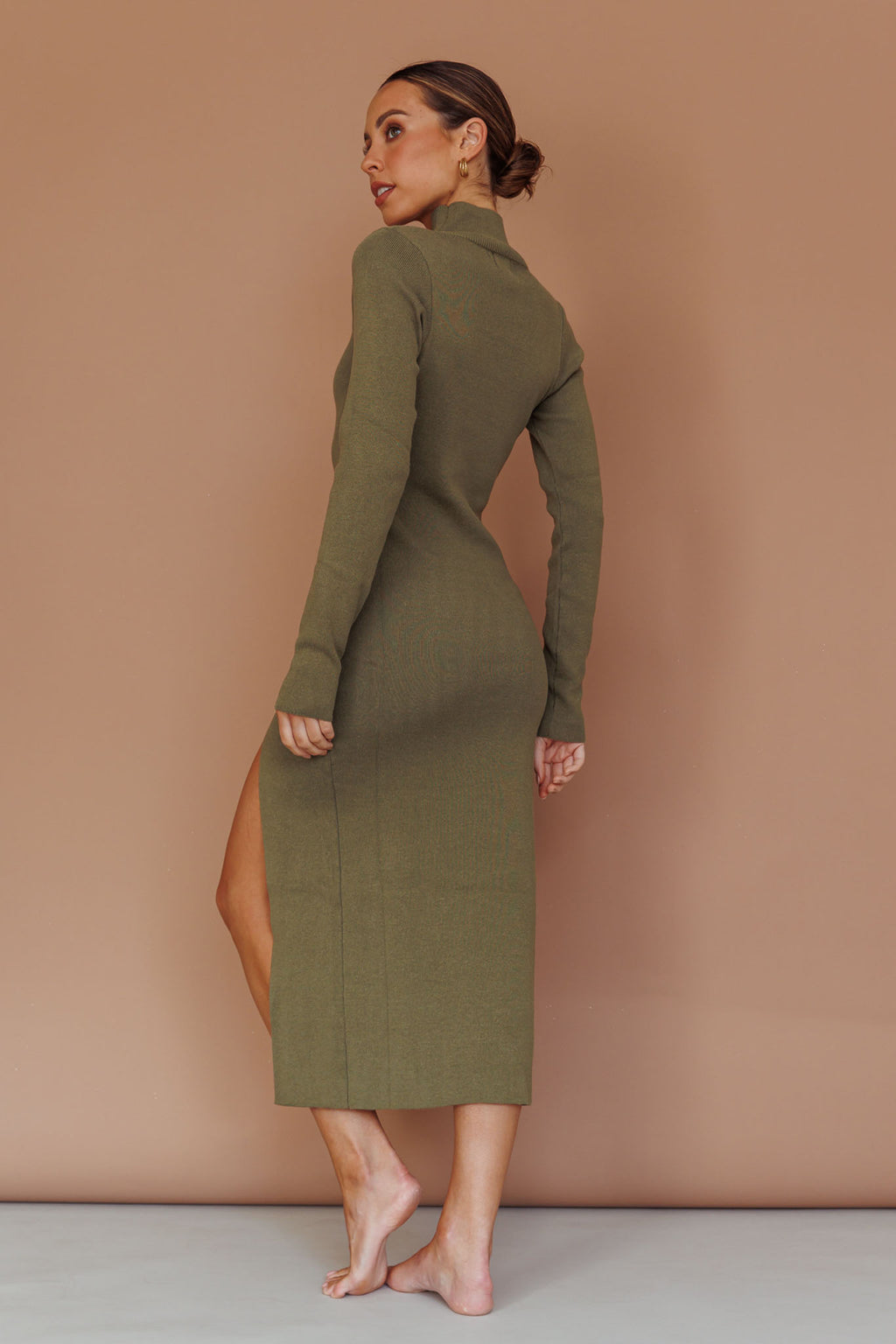 Get Acquainted Cut-Out Bust Midi Dress Olive by Selfie Leslie Australia