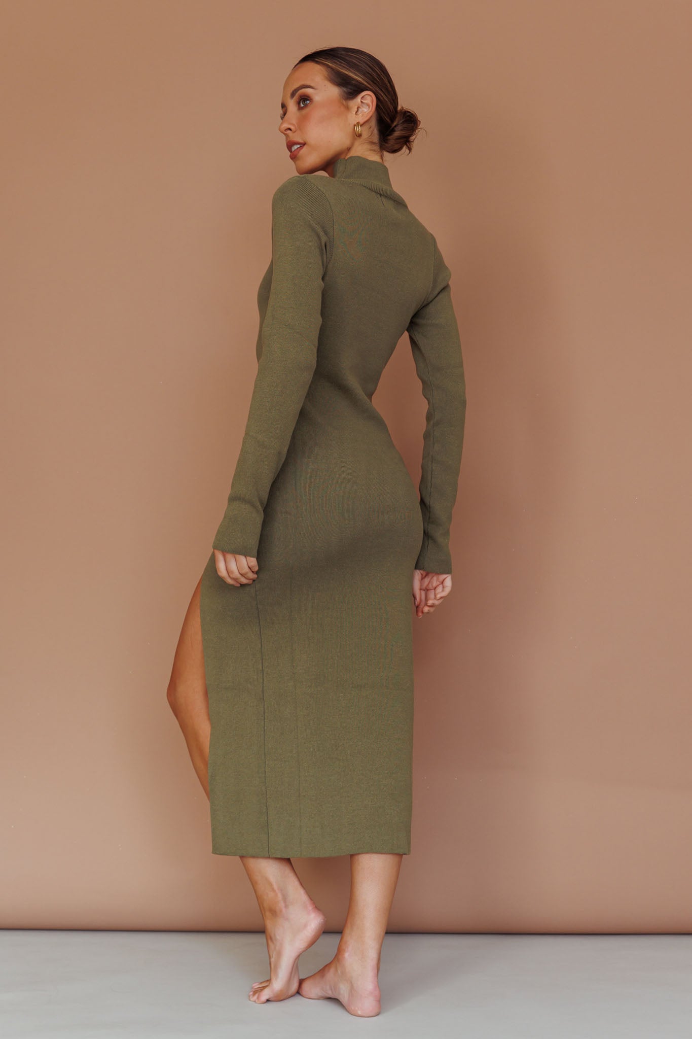 Get Acquainted Cut-Out Bust Midi Dress Olive by Selfie Leslie Australia