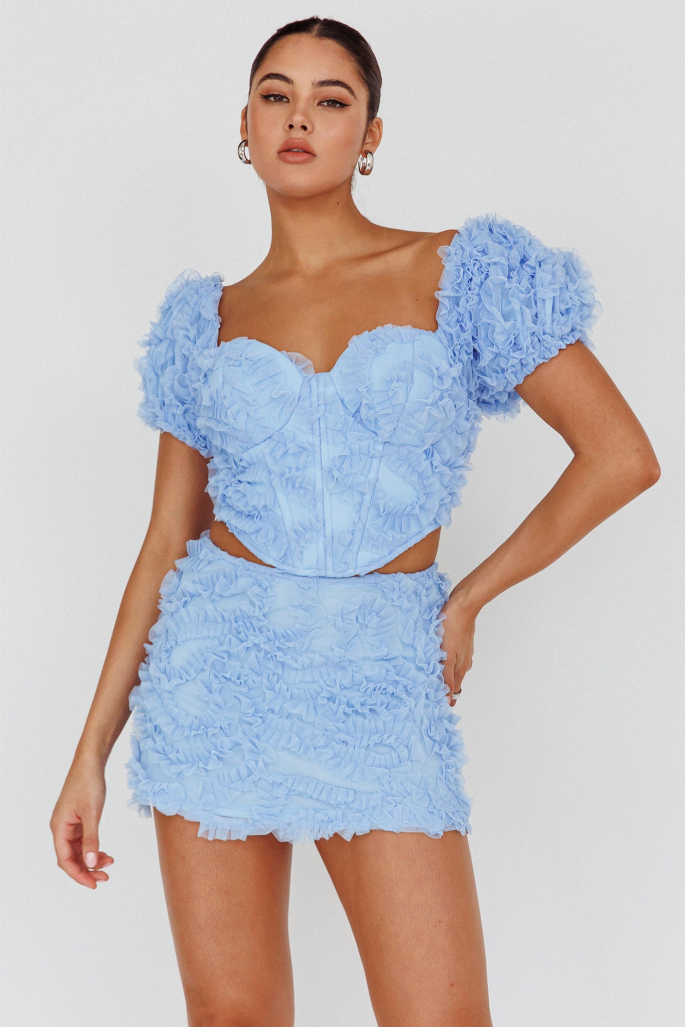 Cielito Embellished Mini Skirt Light blue by Selfie Leslie Australia