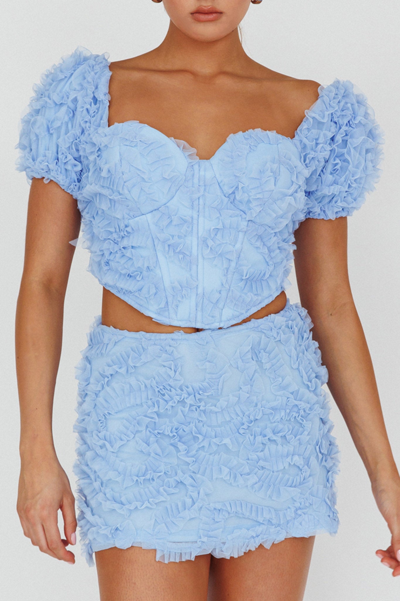 Cielito Embellished Crop Top Light Blue by Selfie Leslie Australia