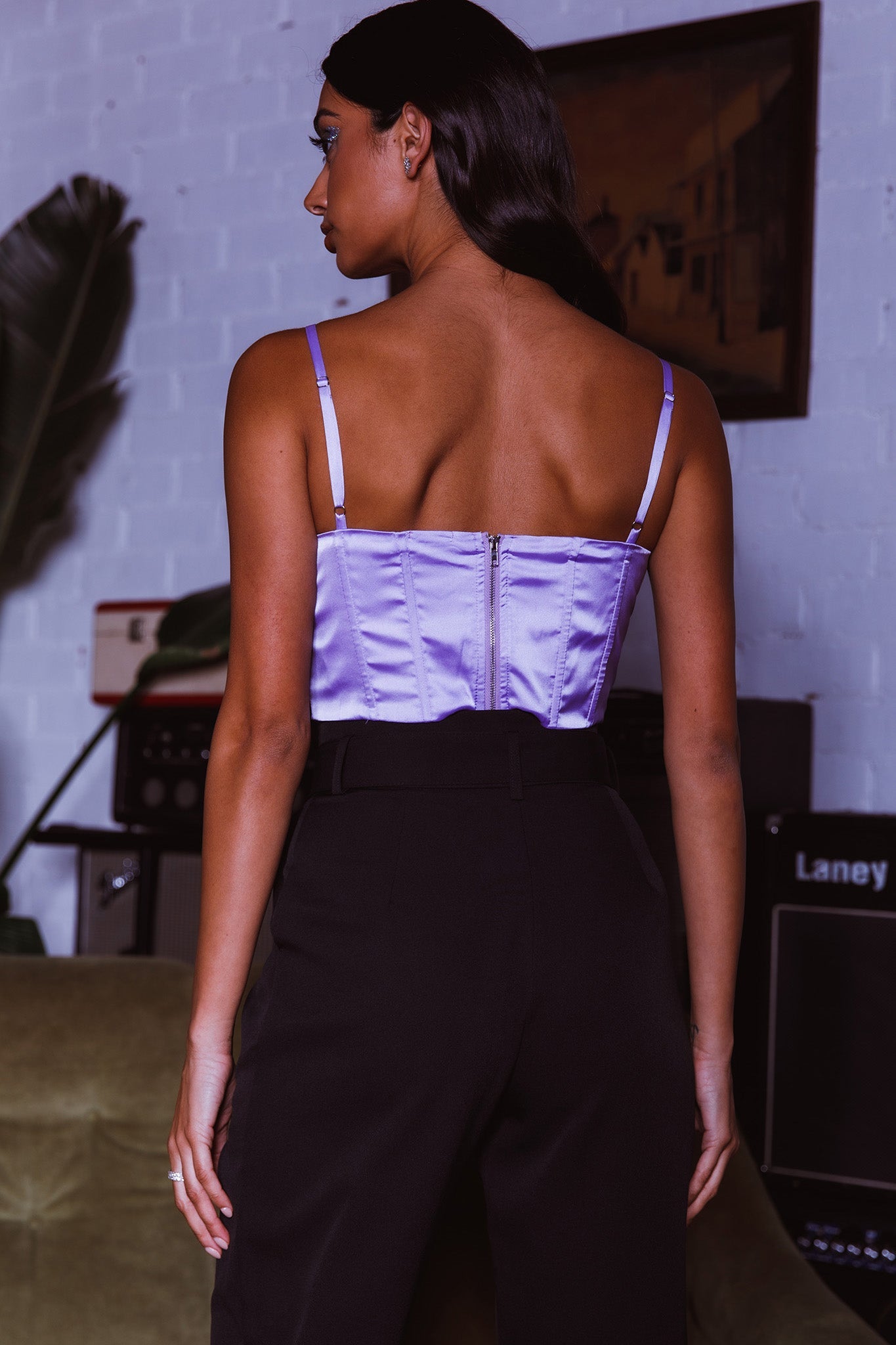 Lila Cowl Neck Corset Top Lilac by Selfie Leslie