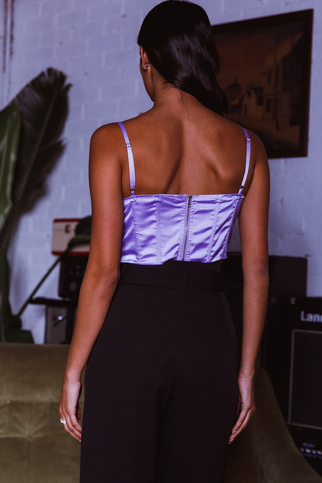 Lila Cowl Neck Corset Top Lilac by Selfie Leslie