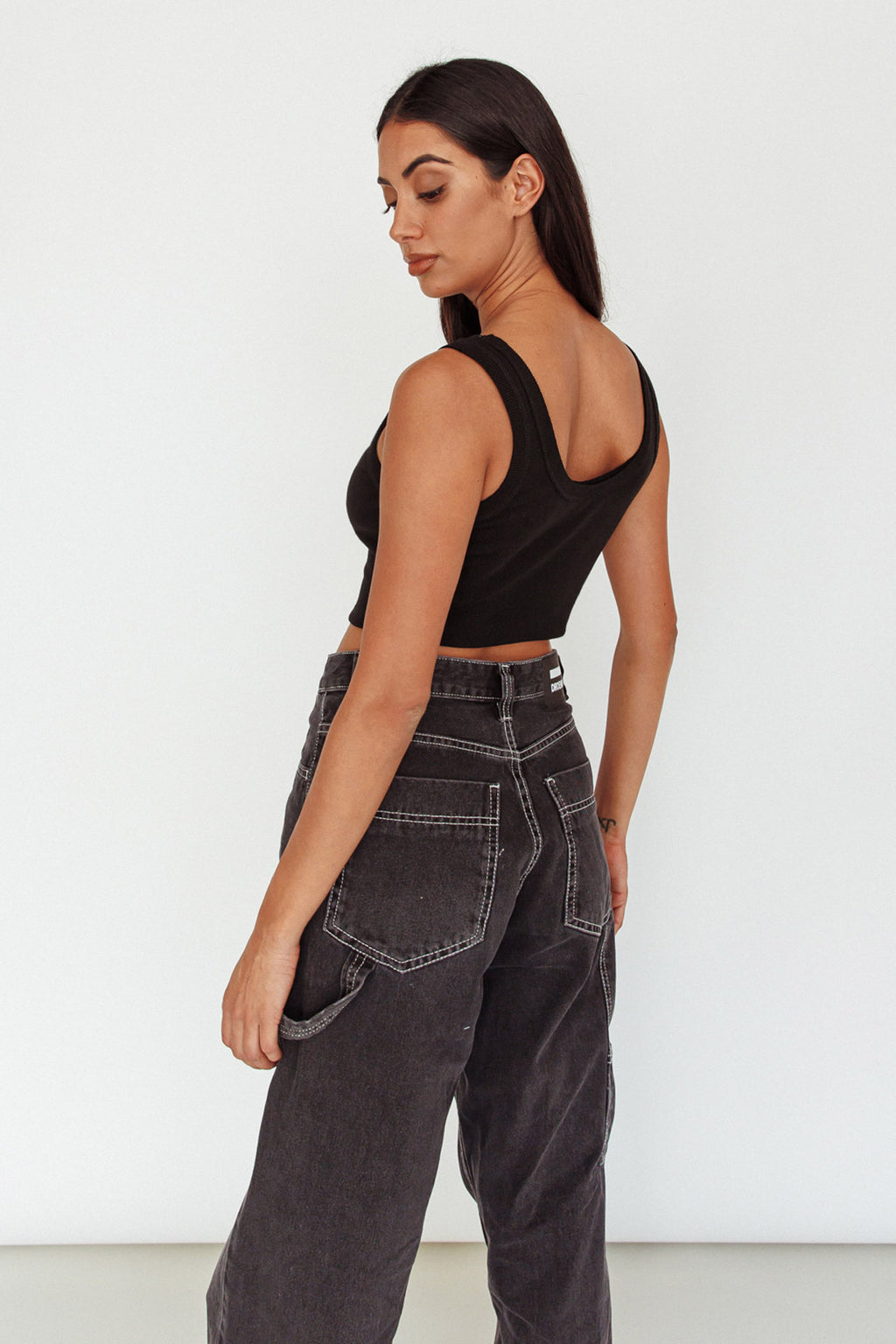 Drifting Ribbed Crop Top Black by Selfie Leslie Australia