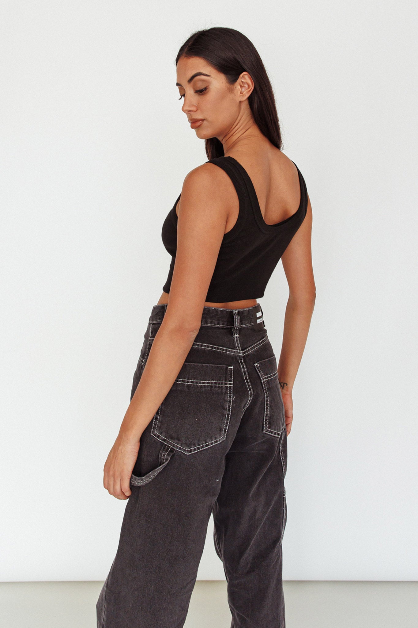 Drifting Ribbed Crop Top Black by Selfie Leslie Australia