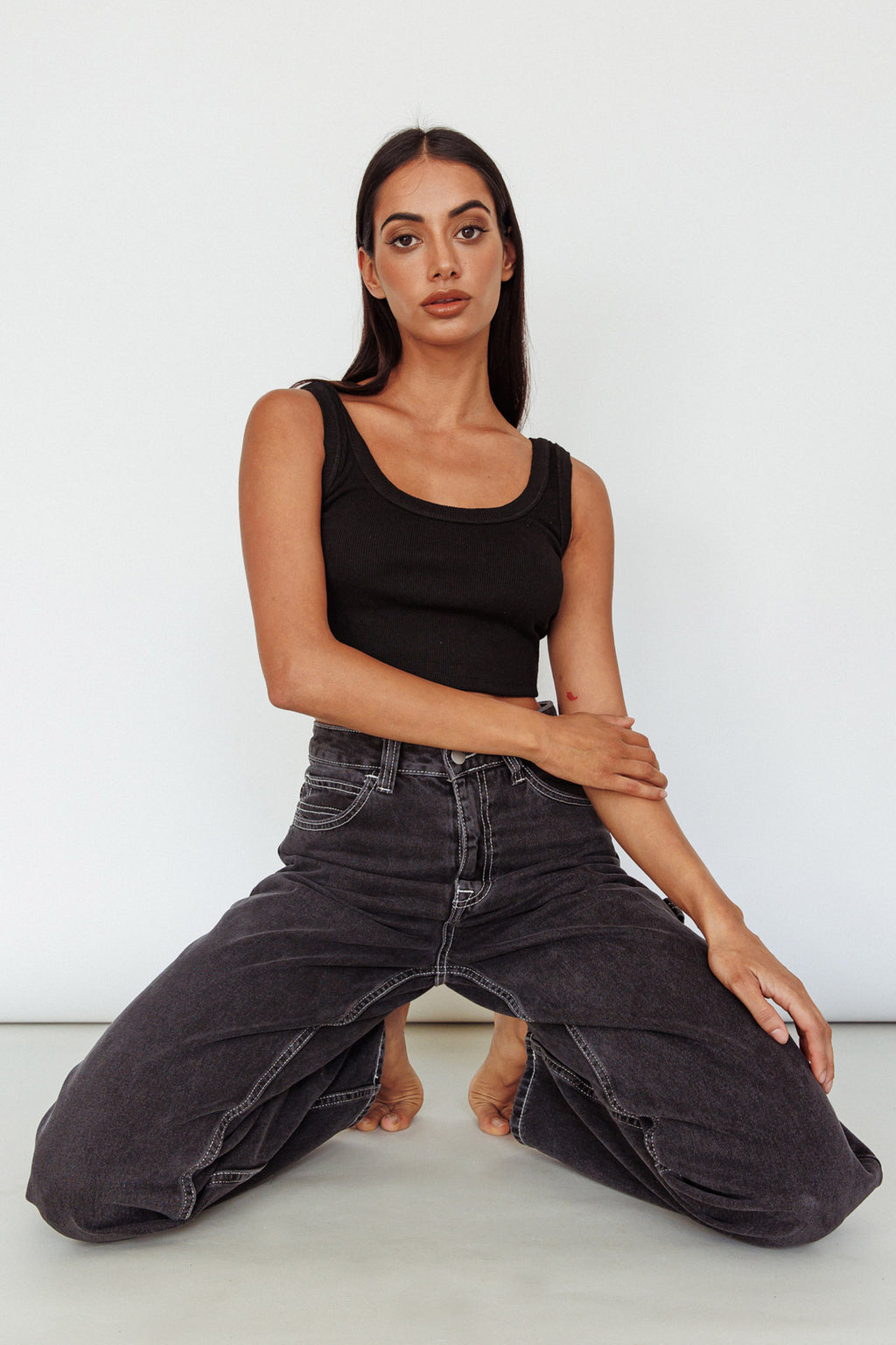 Drifting Ribbed Crop Top Black by Selfie Leslie Australia