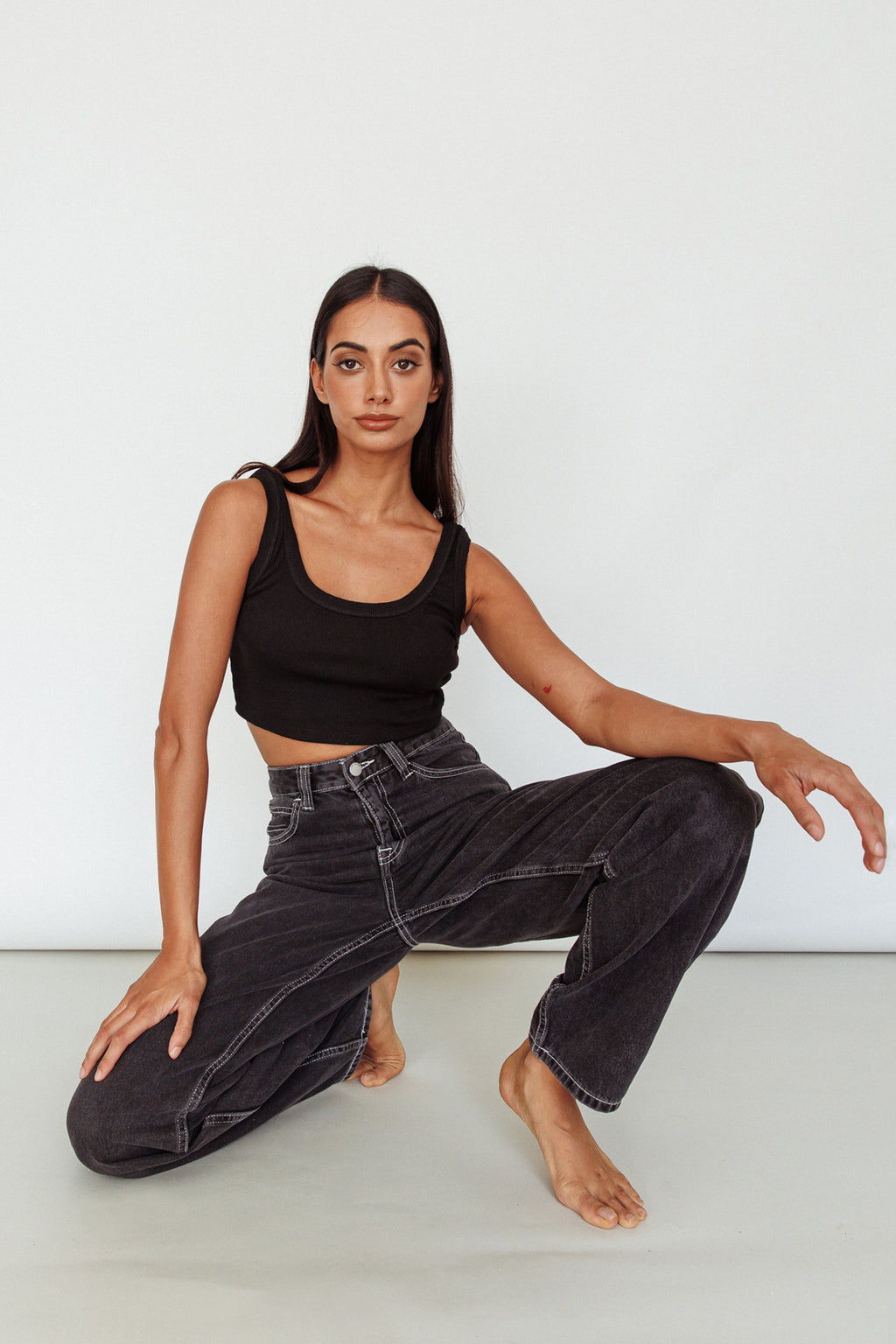 Drifting Ribbed Crop Top Black by Selfie Leslie Australia