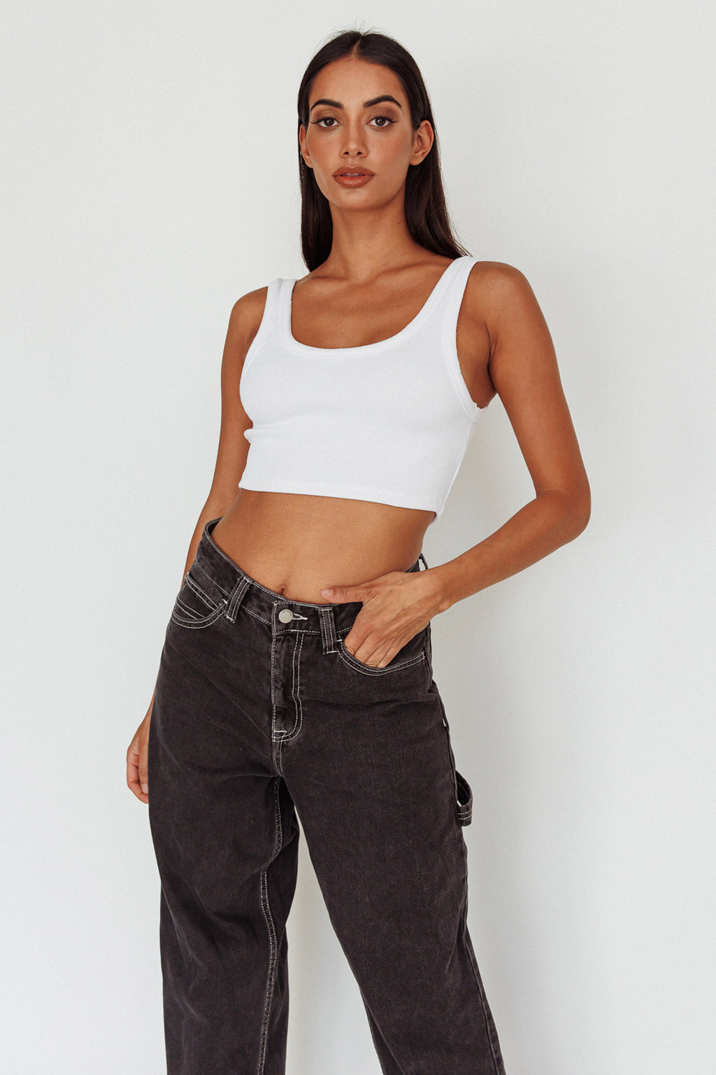 Drifting Ribbed Crop Top White by Selfie Leslie Australia