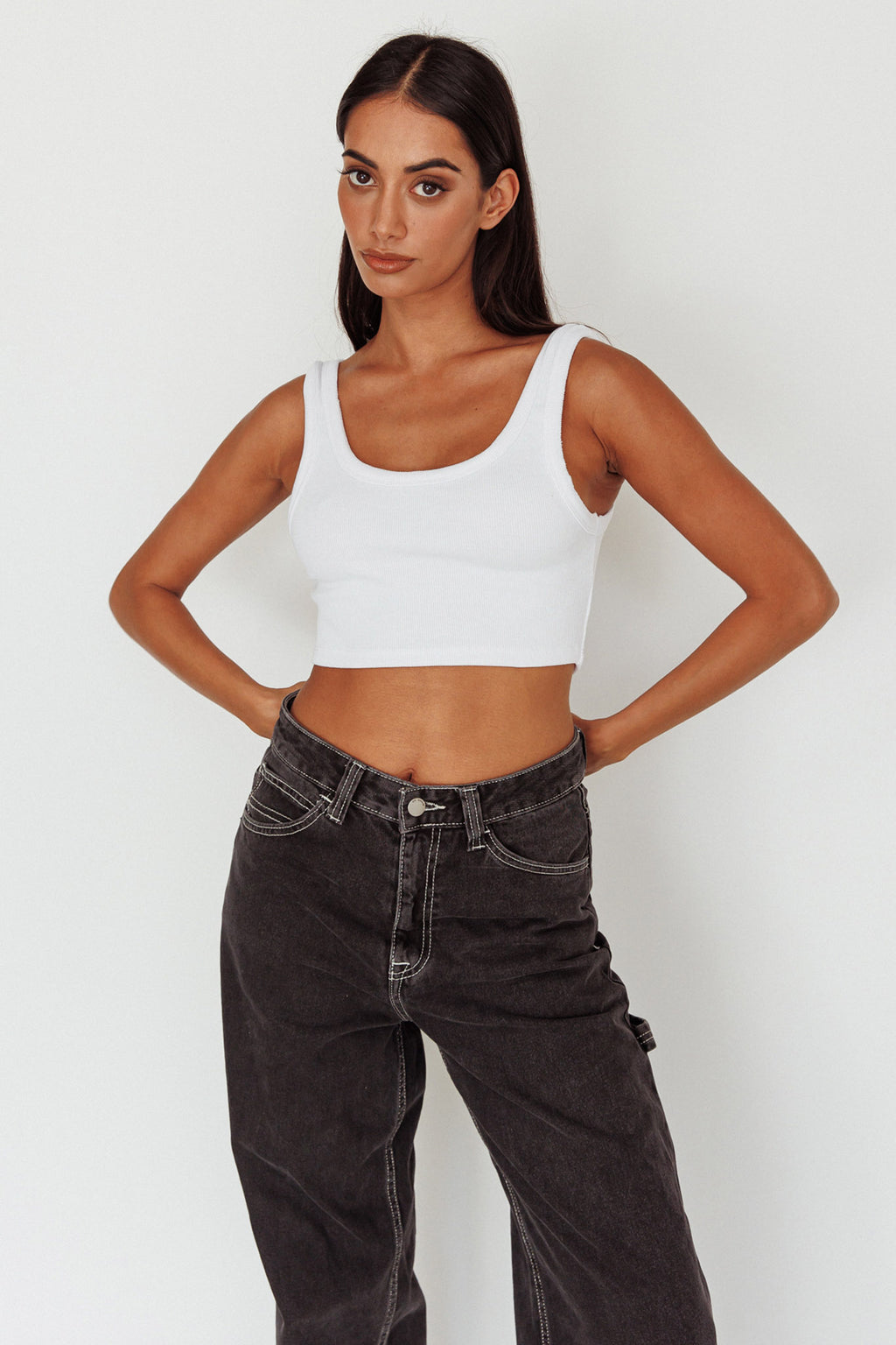 Drifting Ribbed Crop Top White by Selfie Leslie Australia