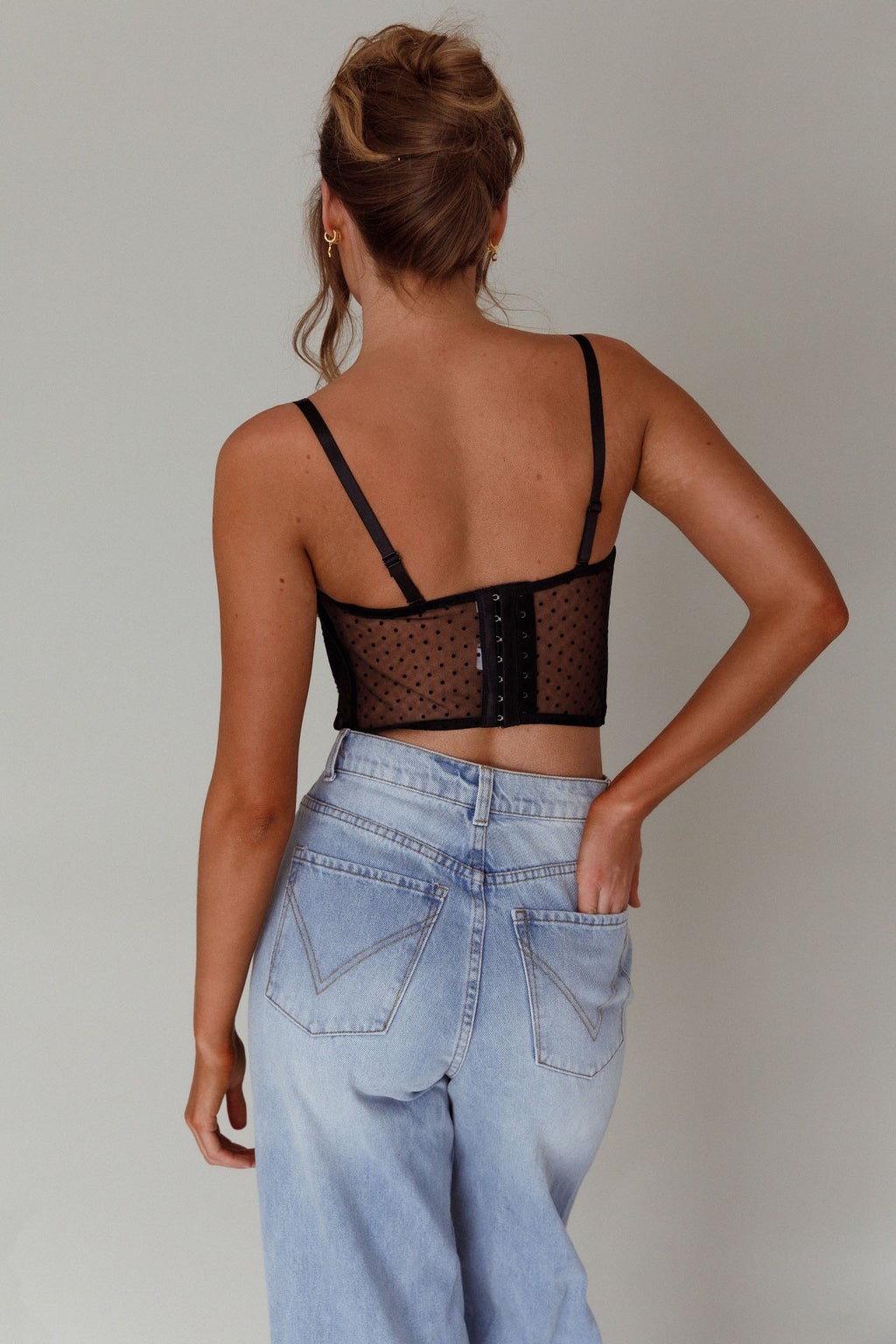 Stop And Stare Diamante Trim Crop Top Black by Selfie Leslie Australia