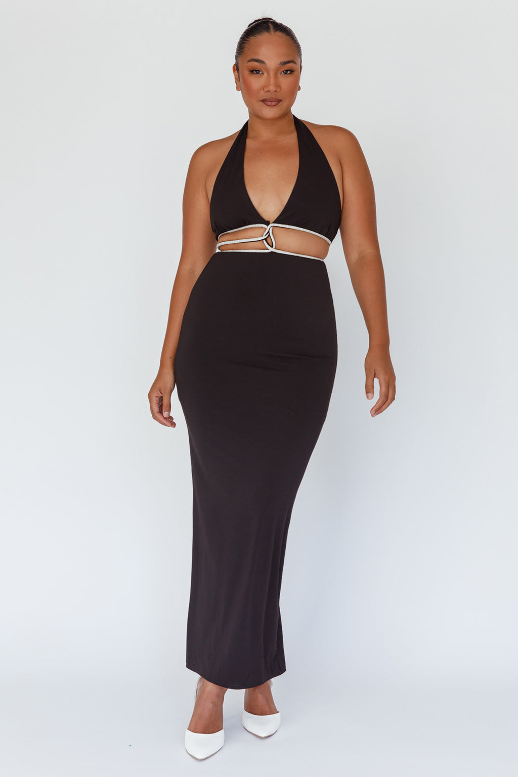 Starlight Stroll Cut-Out Diamante Dress Black by Selfie Leslie Australia