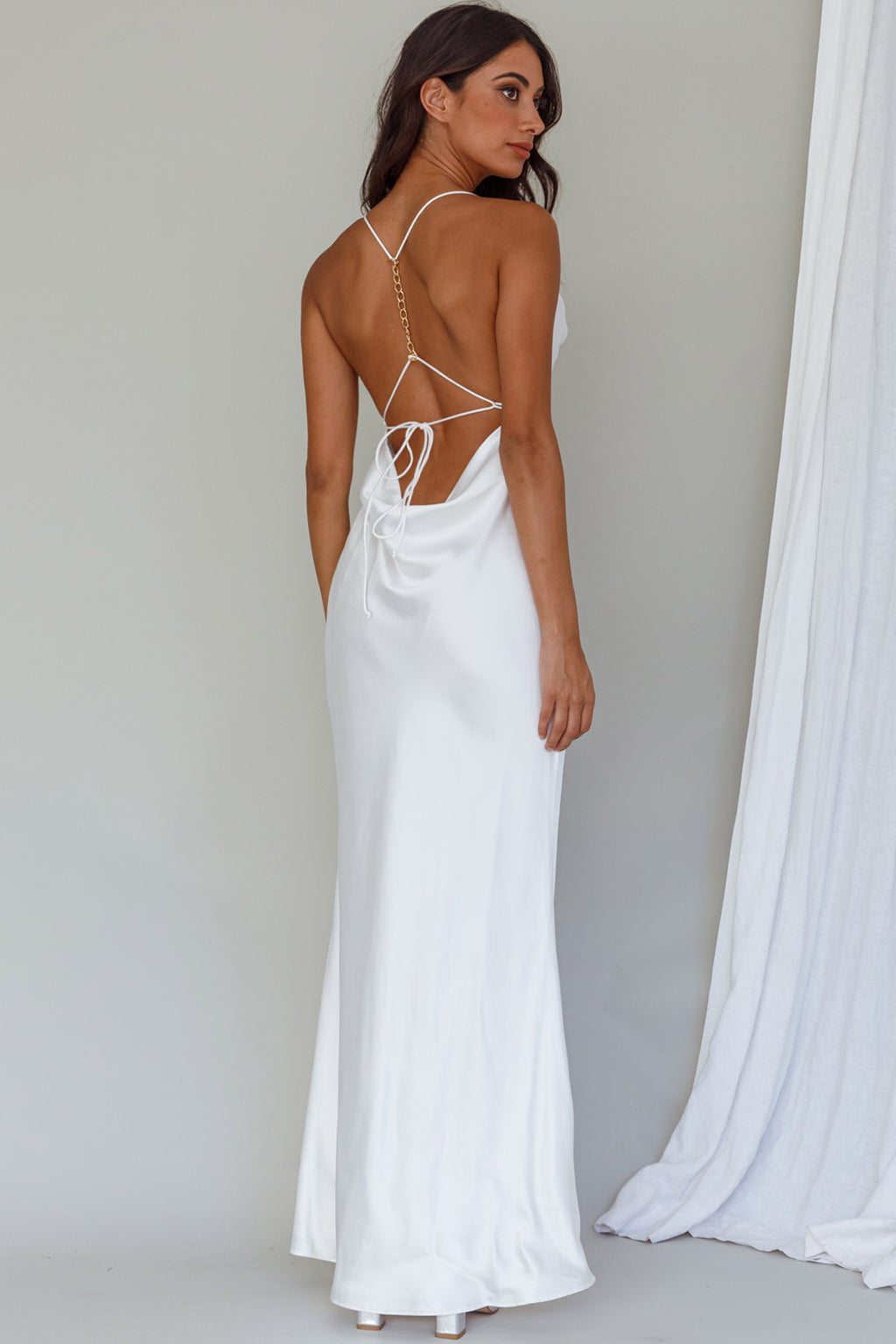 Palma Low Back Strappy Maxi Dress White by Selfie Leslie Australia