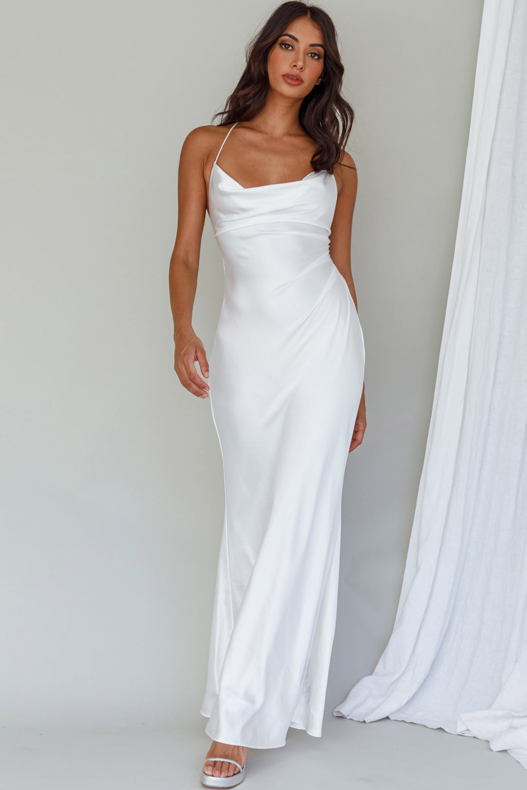 Palma Low Back Strappy Maxi Dress White by Selfie Leslie Australia