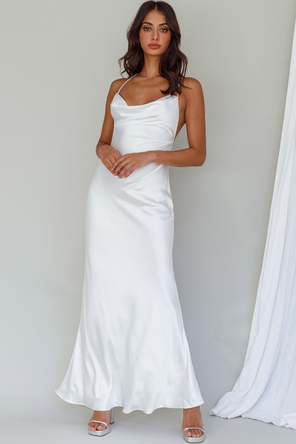 Palma Low Back Strappy Maxi Dress White by Selfie Leslie Australia