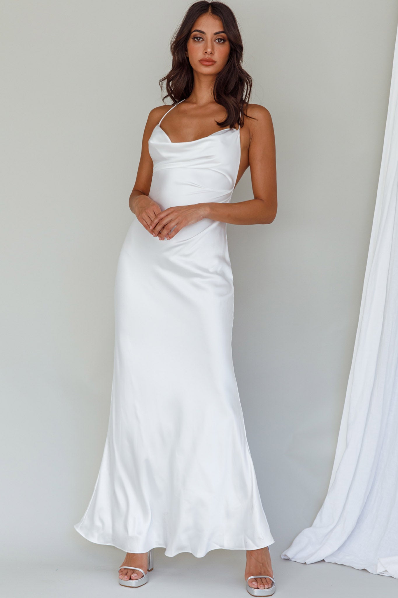 Palma Low Back Strappy Maxi Dress White by Selfie Leslie Australia