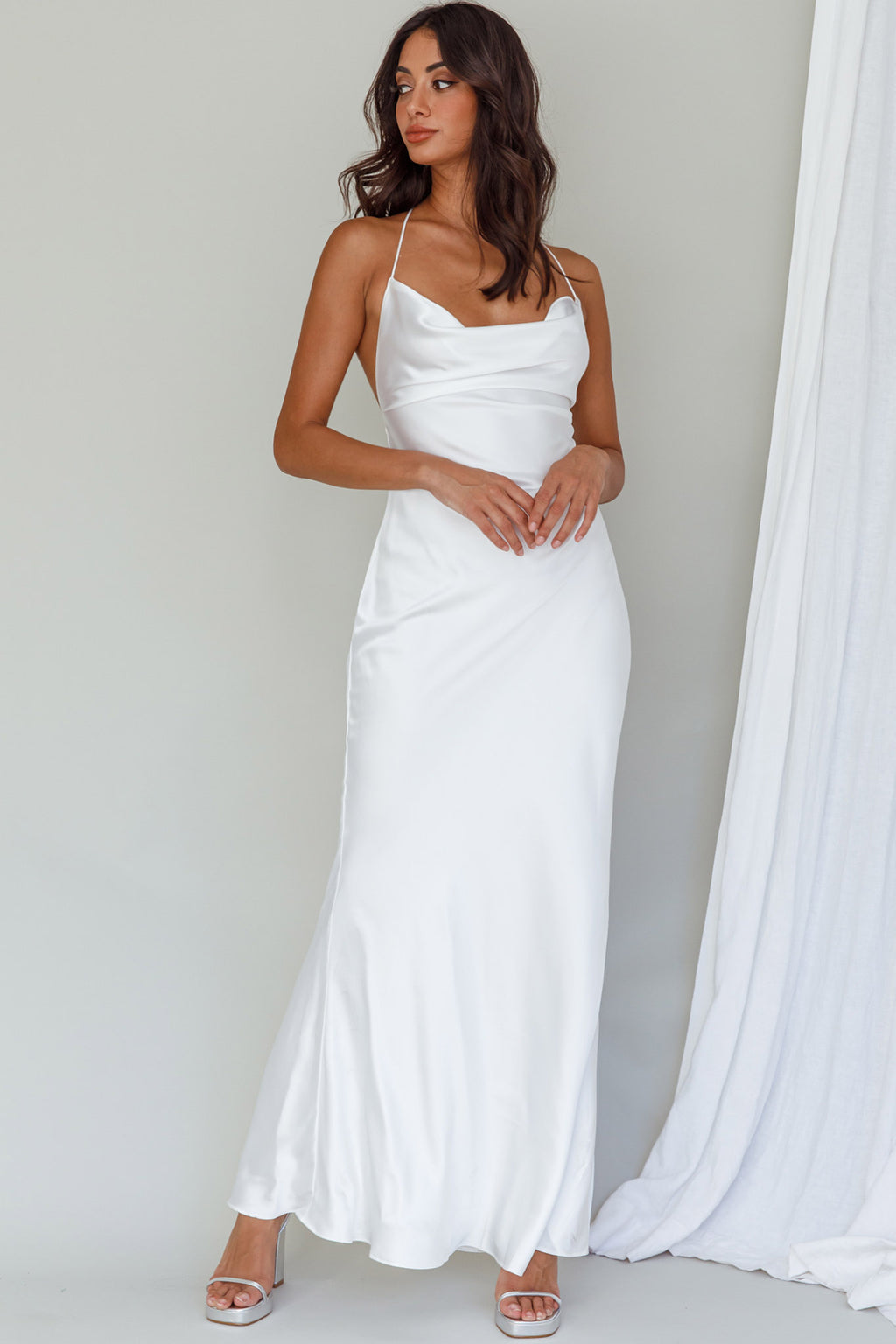 Palma Low Back Strappy Maxi Dress White by Selfie Leslie Australia