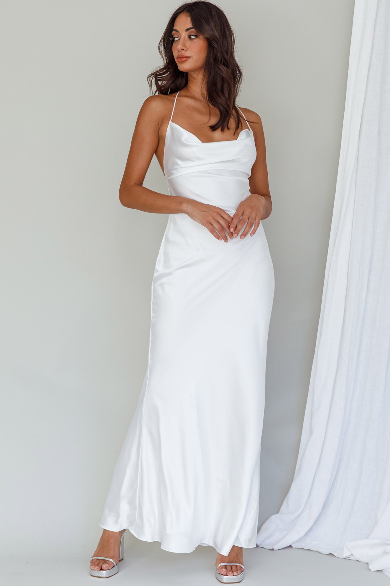 Palma Low Back Strappy Maxi Dress White by Selfie Leslie Australia