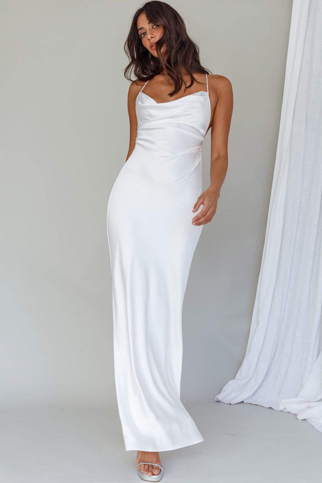 Palma Low Back Strappy Maxi Dress White by Selfie Leslie Australia