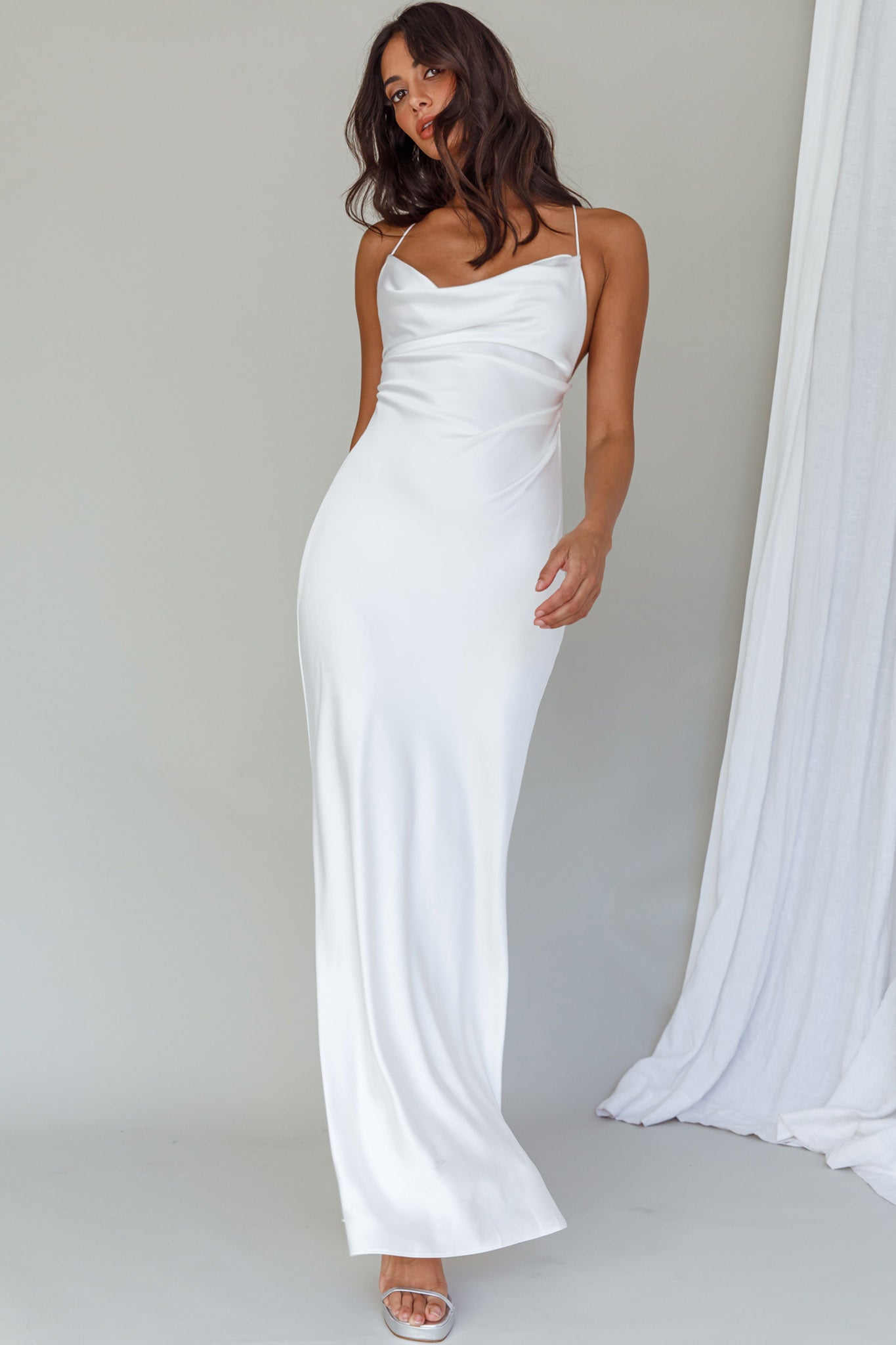 Palma Low Back Strappy Maxi Dress White by Selfie Leslie Australia