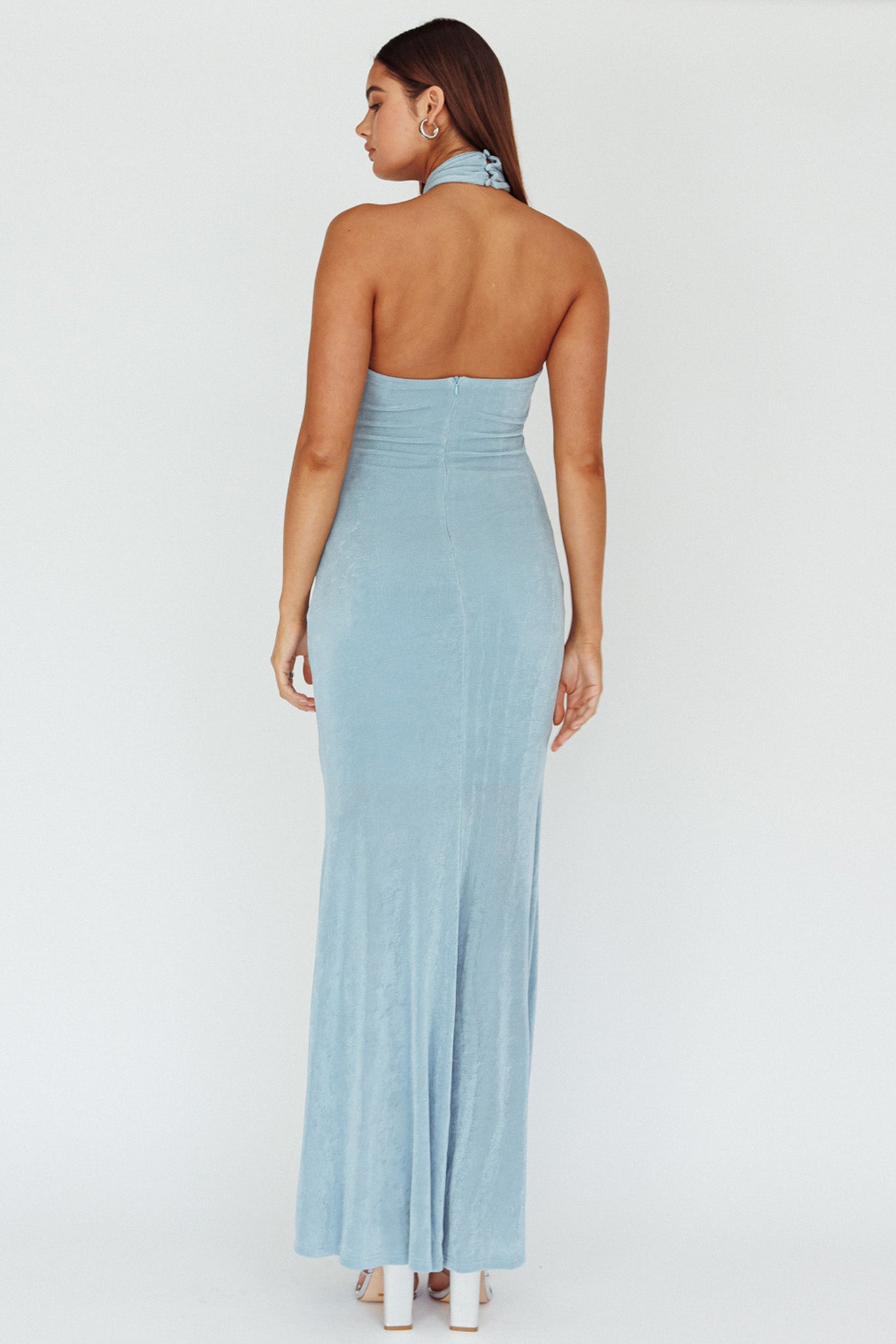 Ileana Twist Bodice Maxi Dress Light Blue by Selfie Leslie Australia