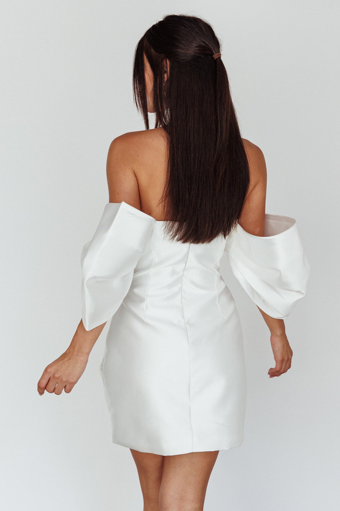 Magnolia Off-Shoulder Mini Dress White by Selfie Leslie Australia