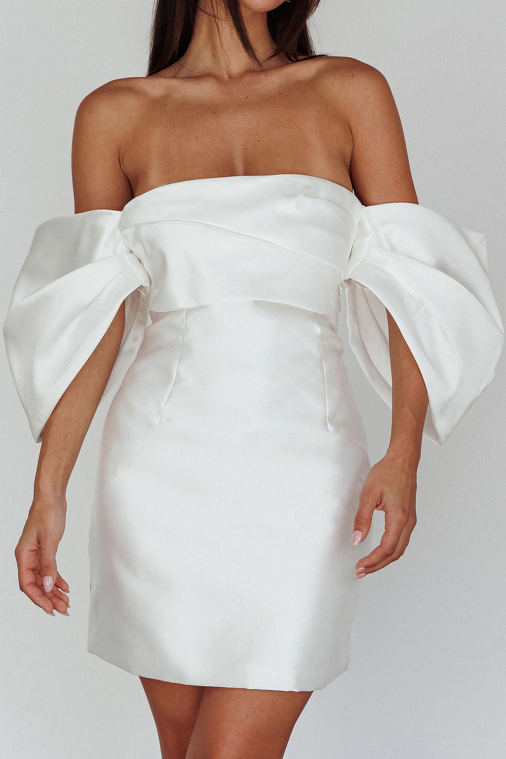 Magnolia Off-Shoulder Mini Dress White by Selfie Leslie Australia
